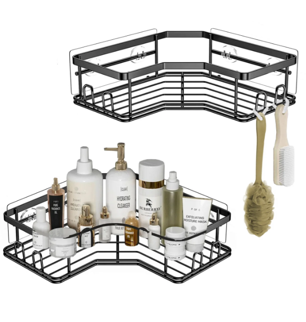 PACK 2 ORGANIZADOR ESQUINERO PARA DUCHA / BAÑO - ACERO - ADHESIVO-0