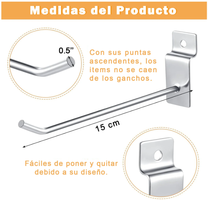 PACK 30 GANCHOS / GANCHERAS PARA PANEL RANURADO-1