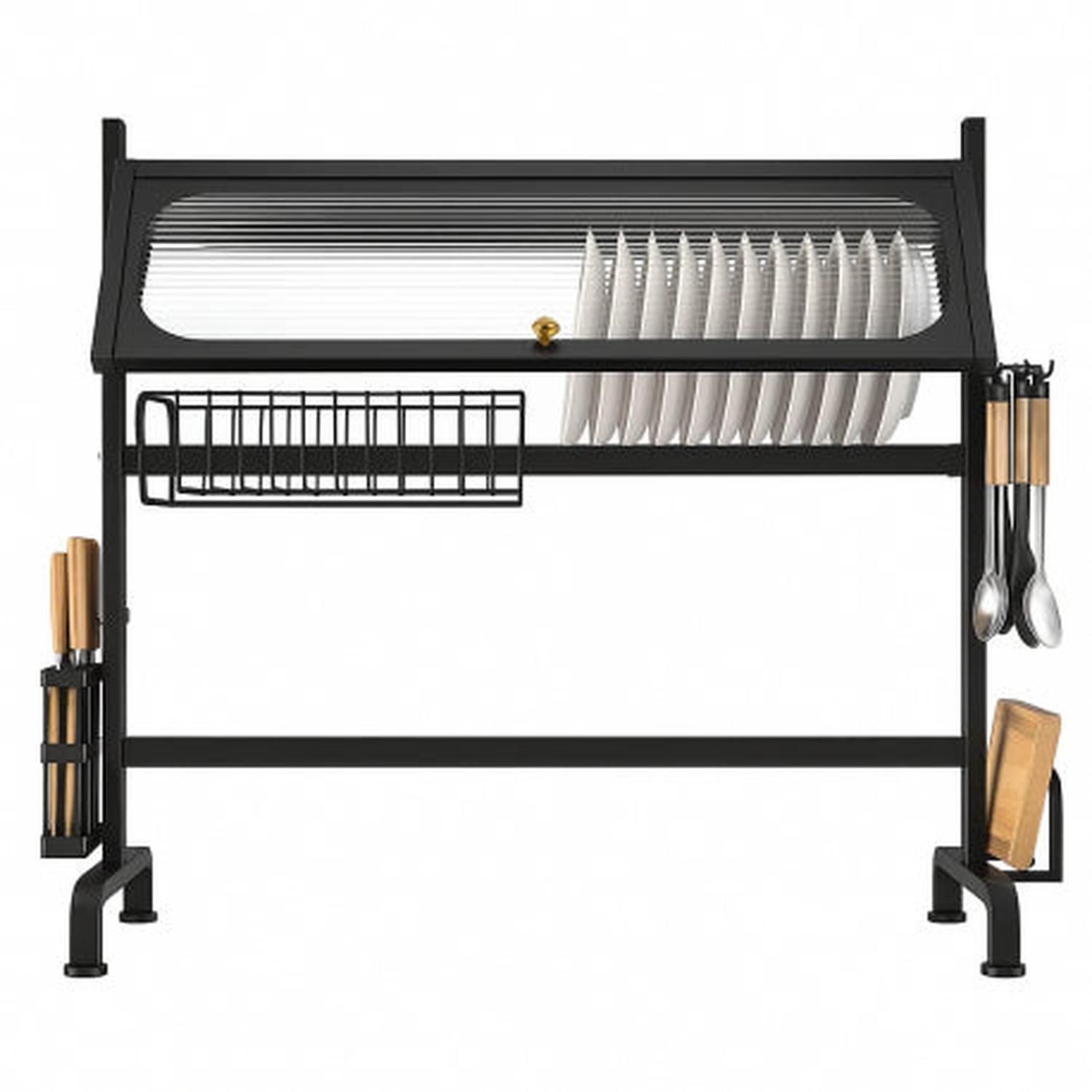 Secador escurridor de platos con almacenamiento superior-1