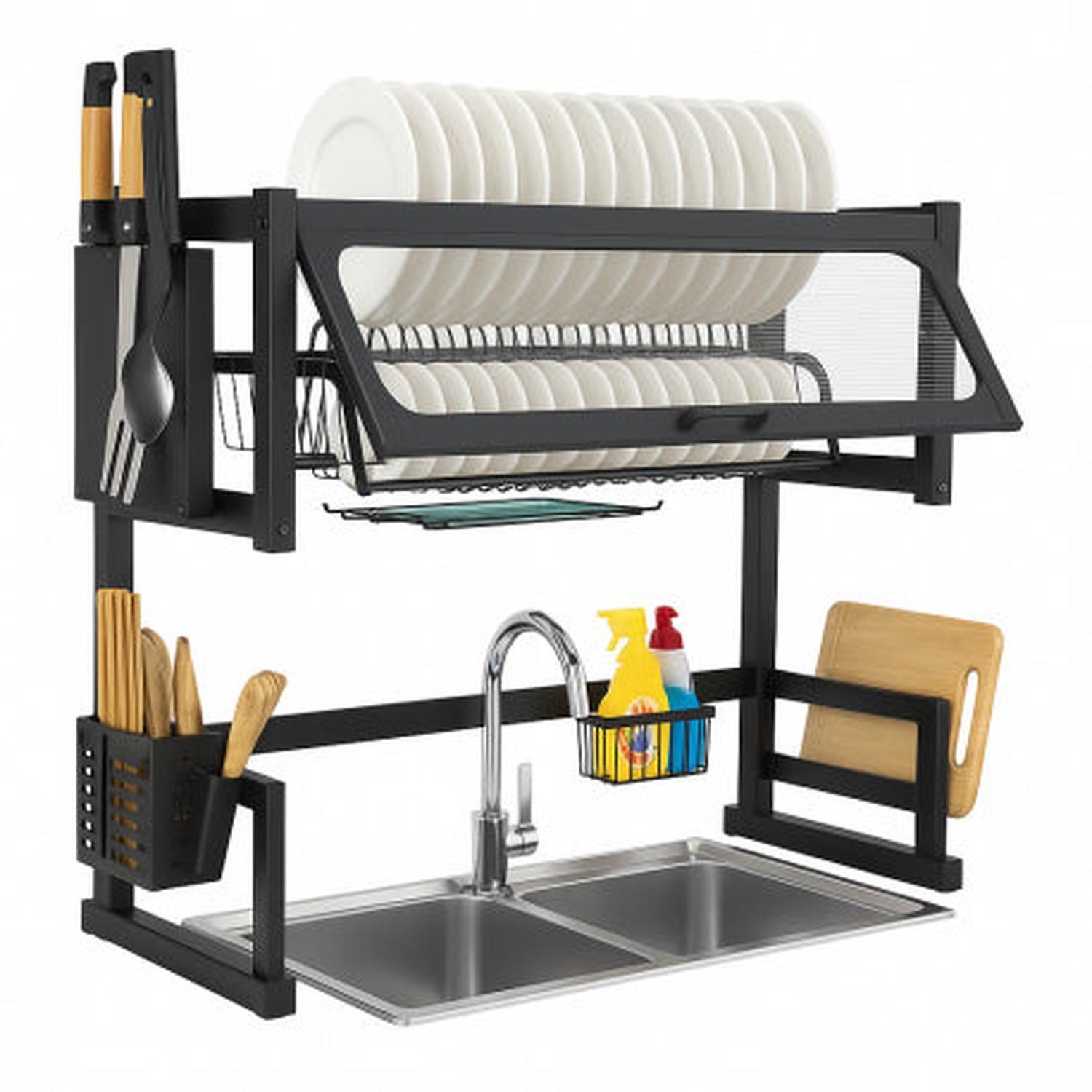 Secador escurridor de platos con almacenamiento superior-2