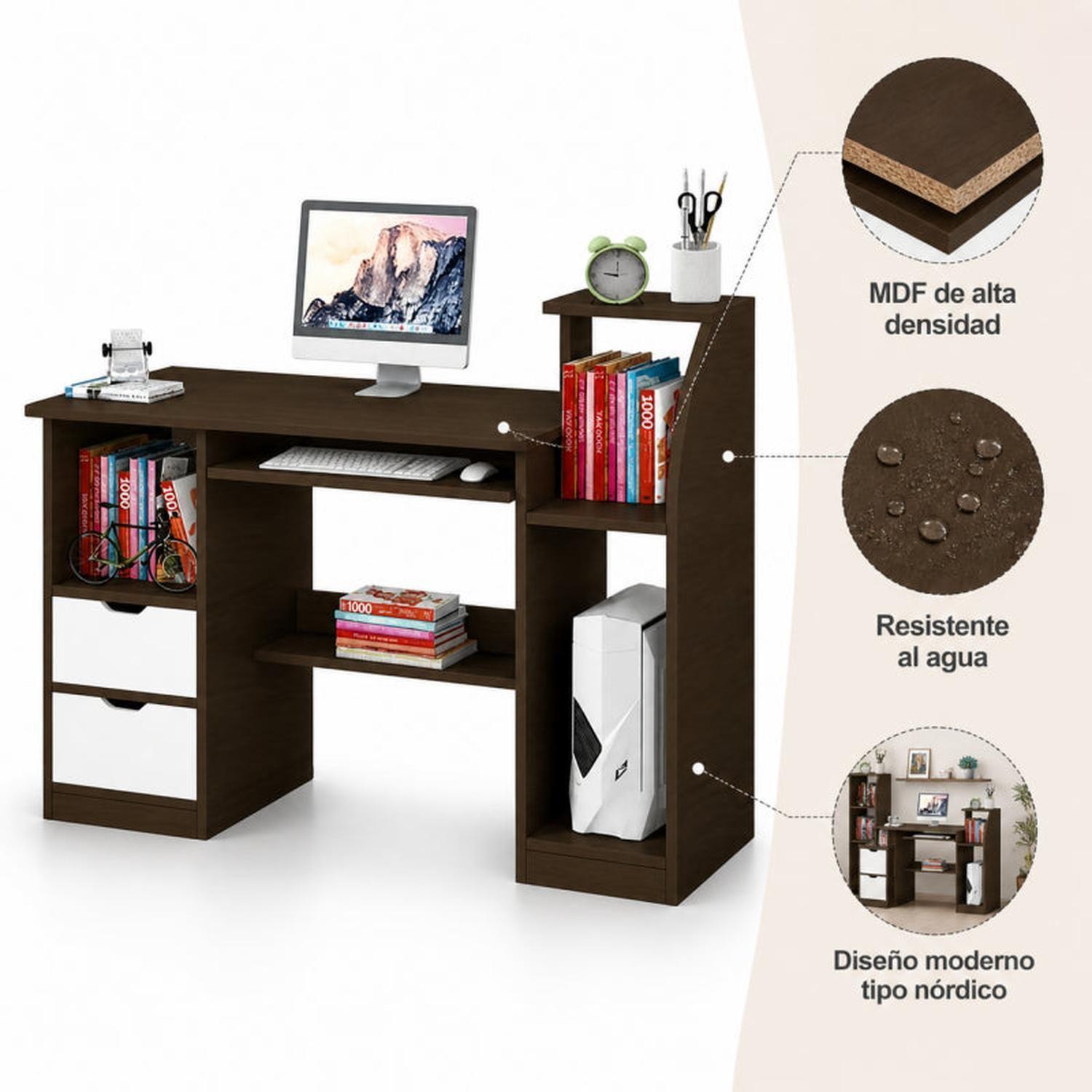 Escritorio para computador con gavetas Wood-3