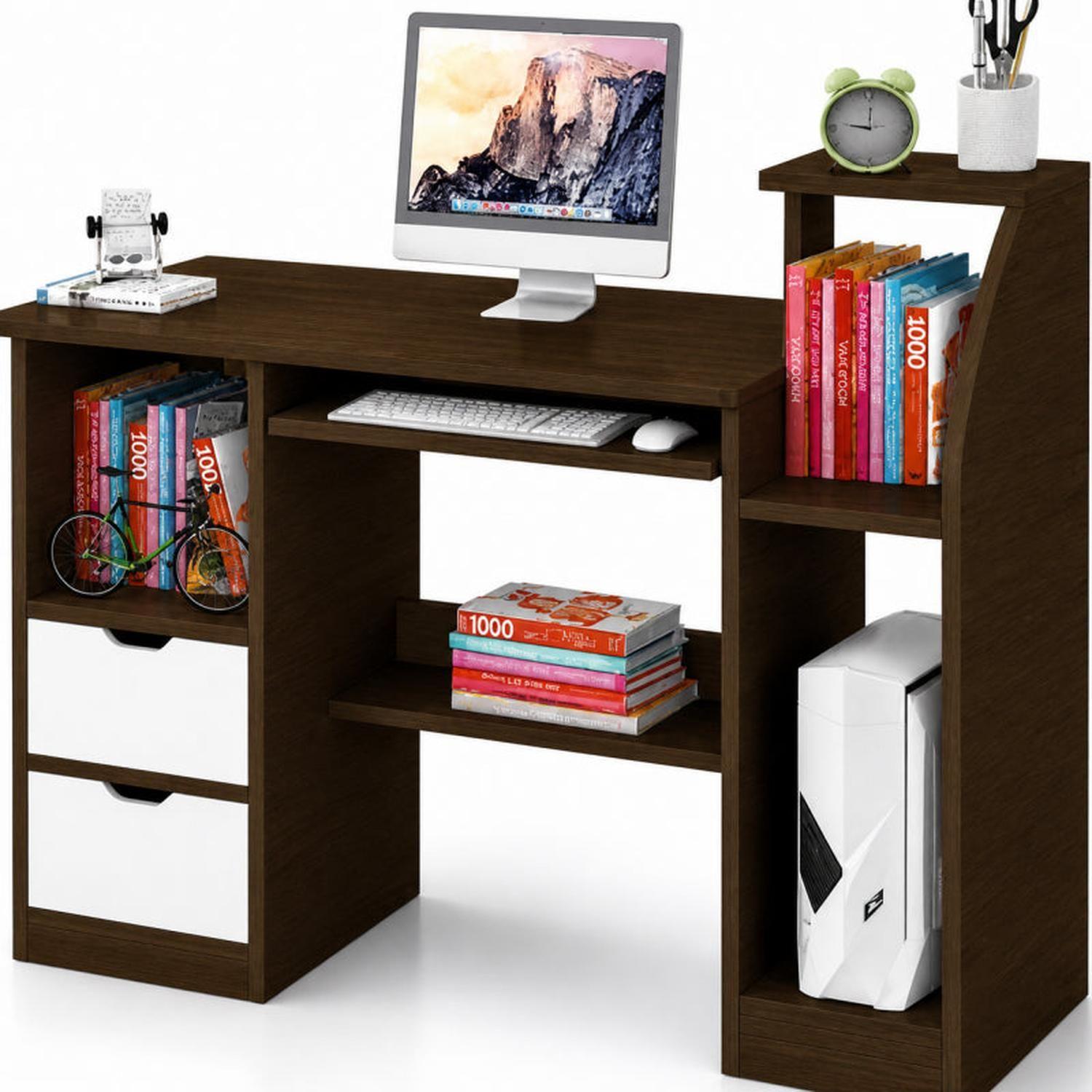 Escritorio para computador con gavetas Wood-4