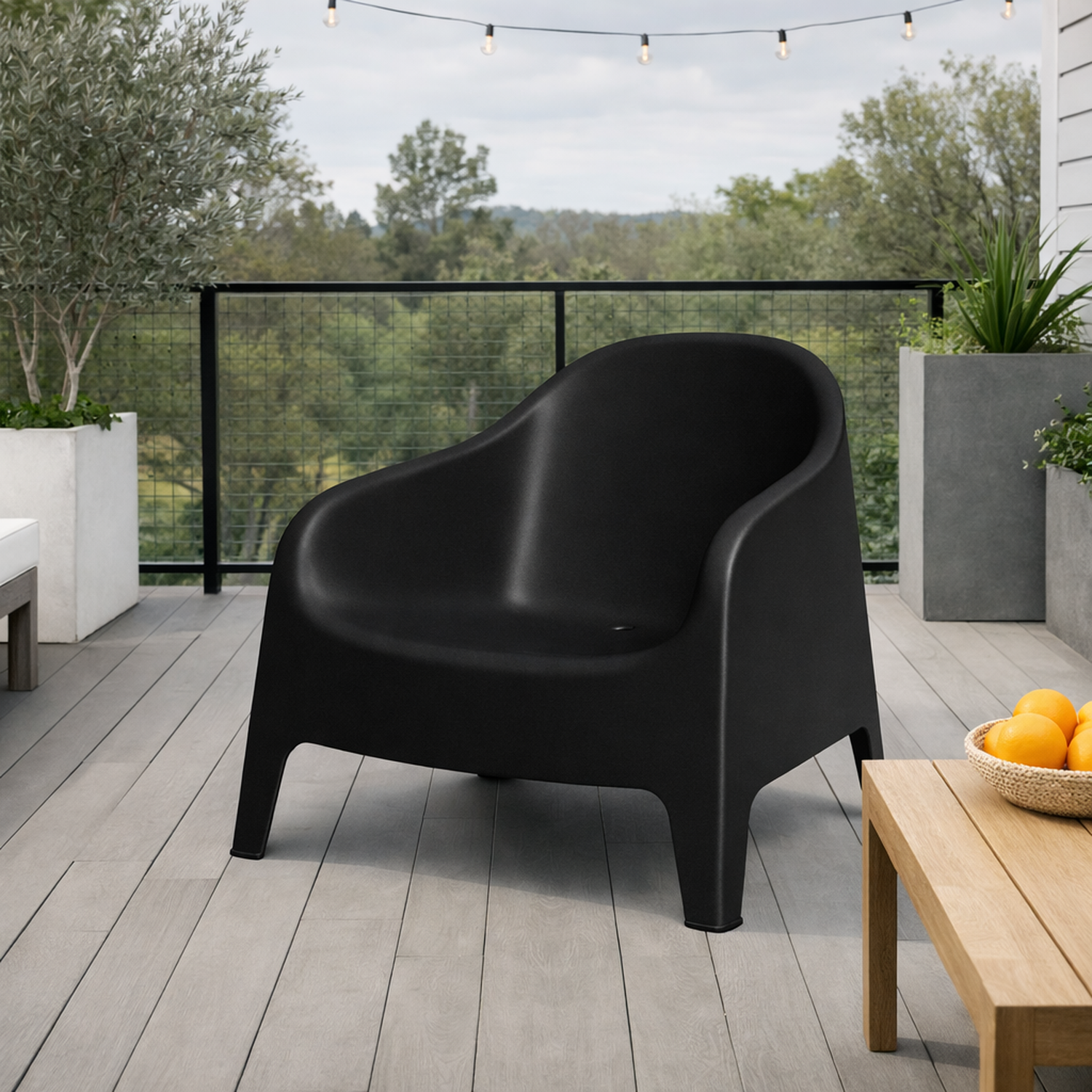 Sillón Individual Plástico Exterior Negro-1