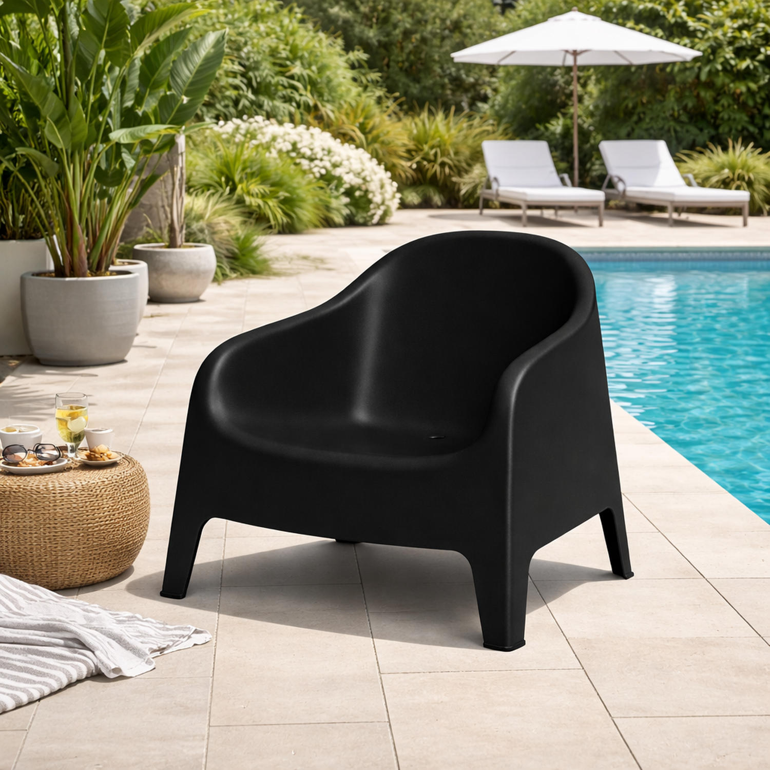 Sillón Individual Plástico Exterior Negro-2