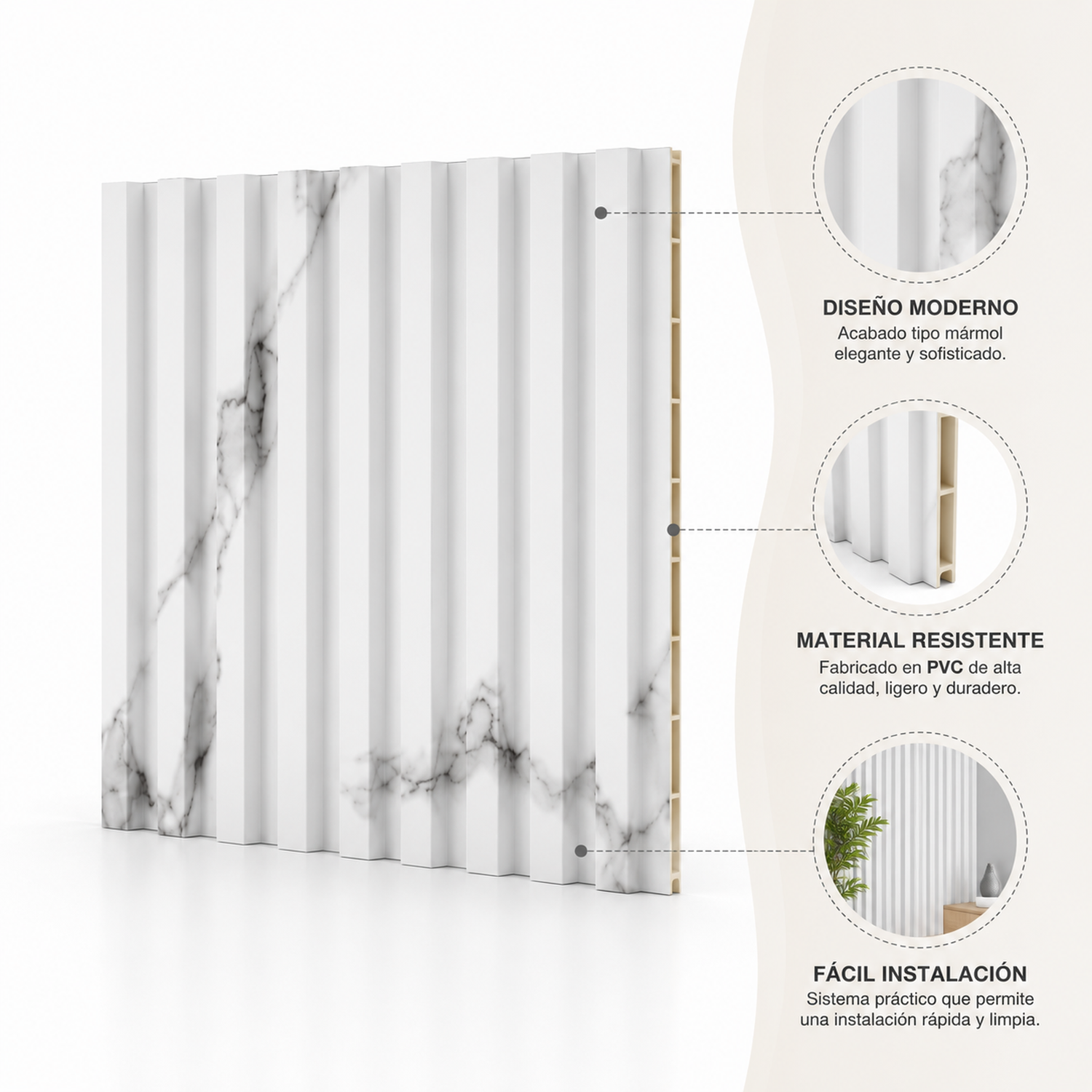 Panel decorativo PVC color Marble 280x16x2,3cm Caja 16 piezas-4
