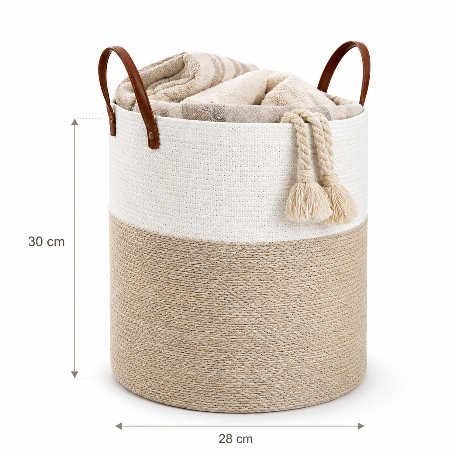 Cesta Canasta tejida Beige Blanca 60 Litros-3