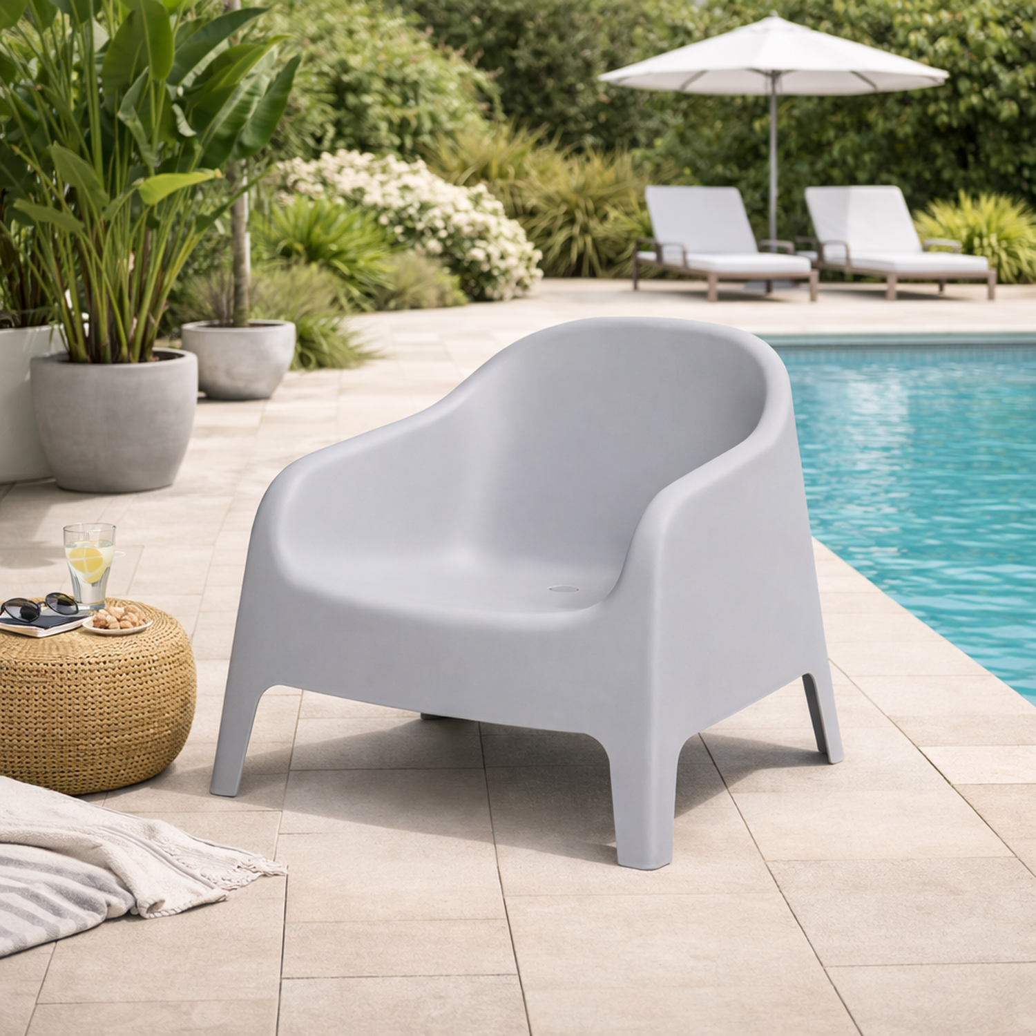 Sillón Individual Plástico Exterior Gris-2