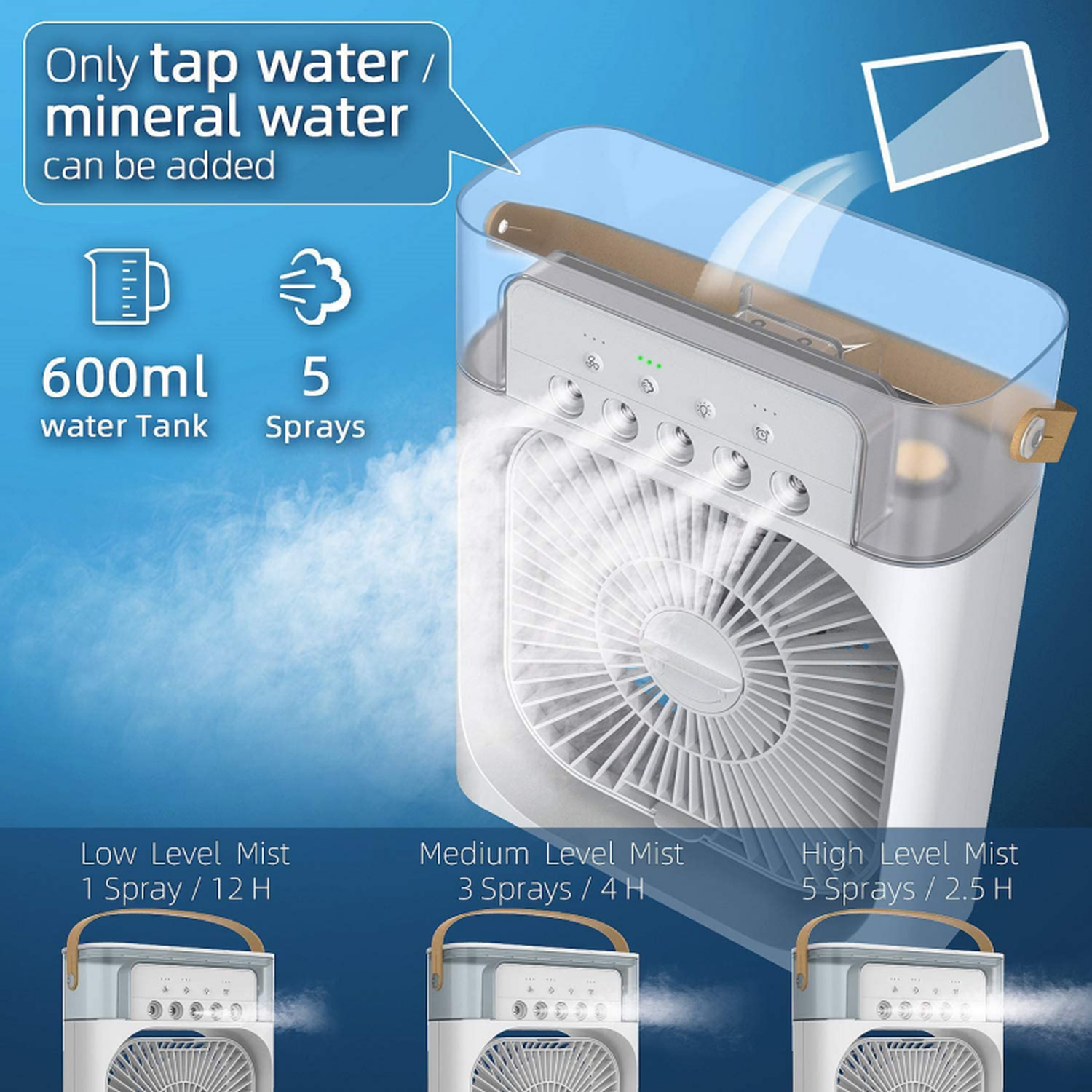 Aire acondicionado portatil con tanque enfriador 600ml-3