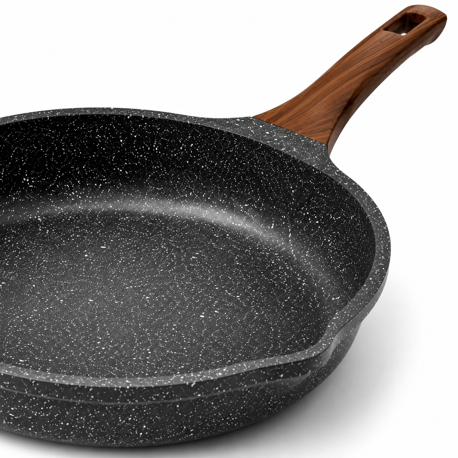 Sartén Antiadherente Efecto Piedra con Mango Madera-4