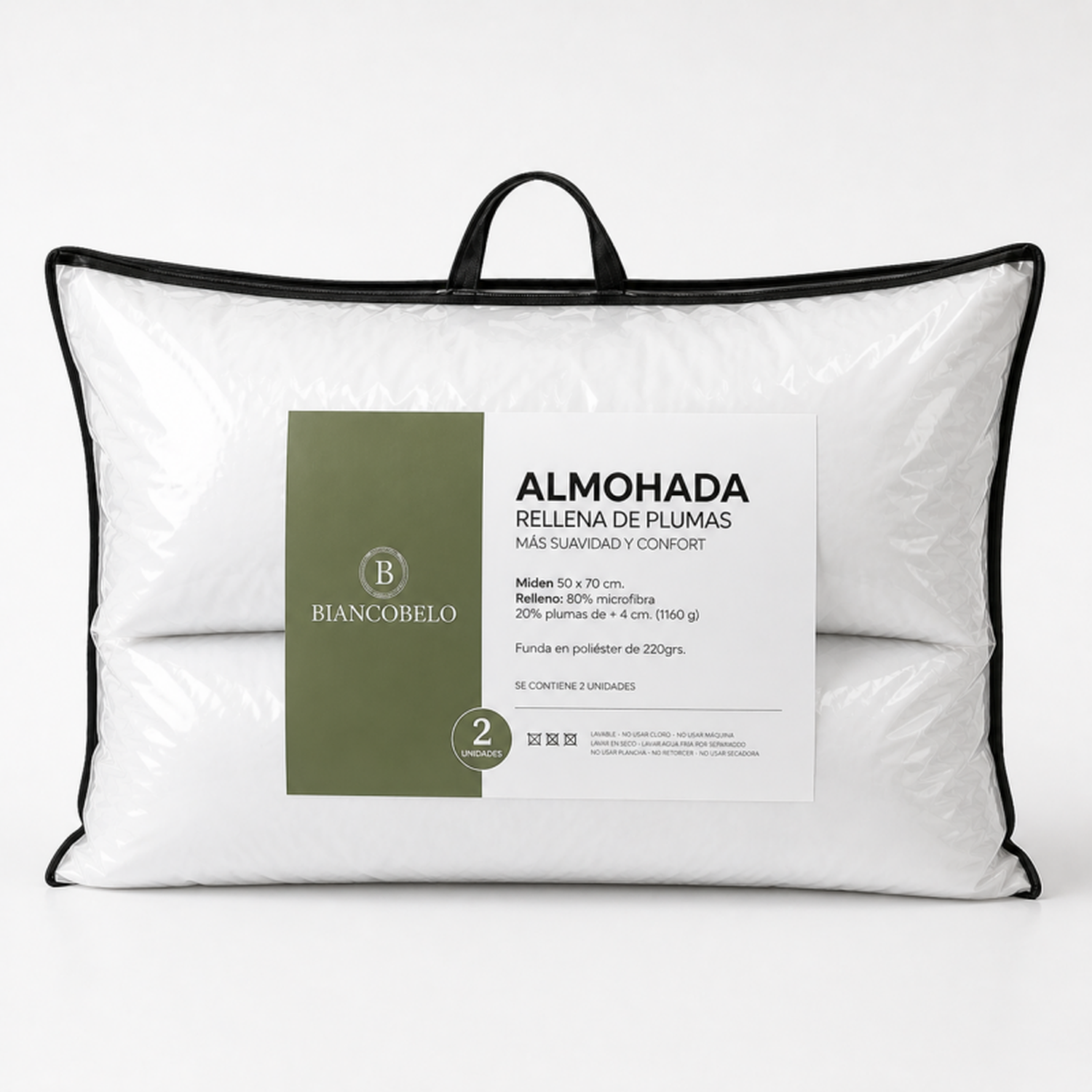 Pack 2 Almohadas Rellena de Pluma Pecho Biancobelo 50x70-0