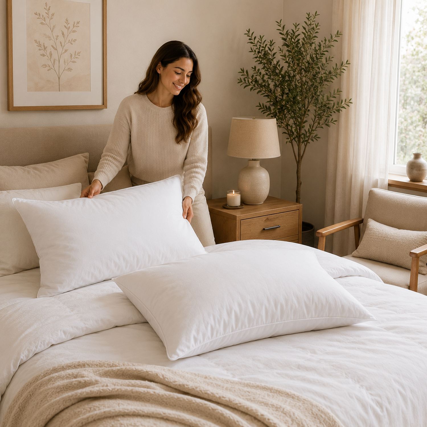 Pack 2 Almohadas Rellena de Pluma Pecho Biancobelo 50x70-1