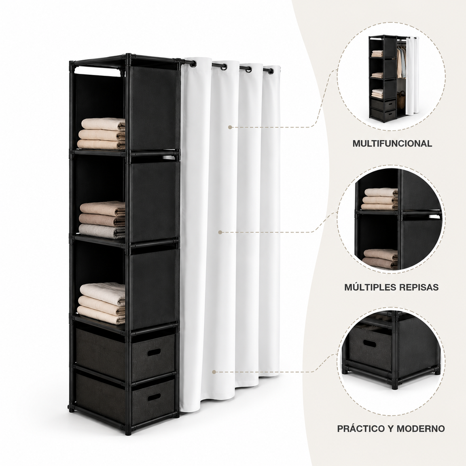 Closet organizador plegable Gris-4