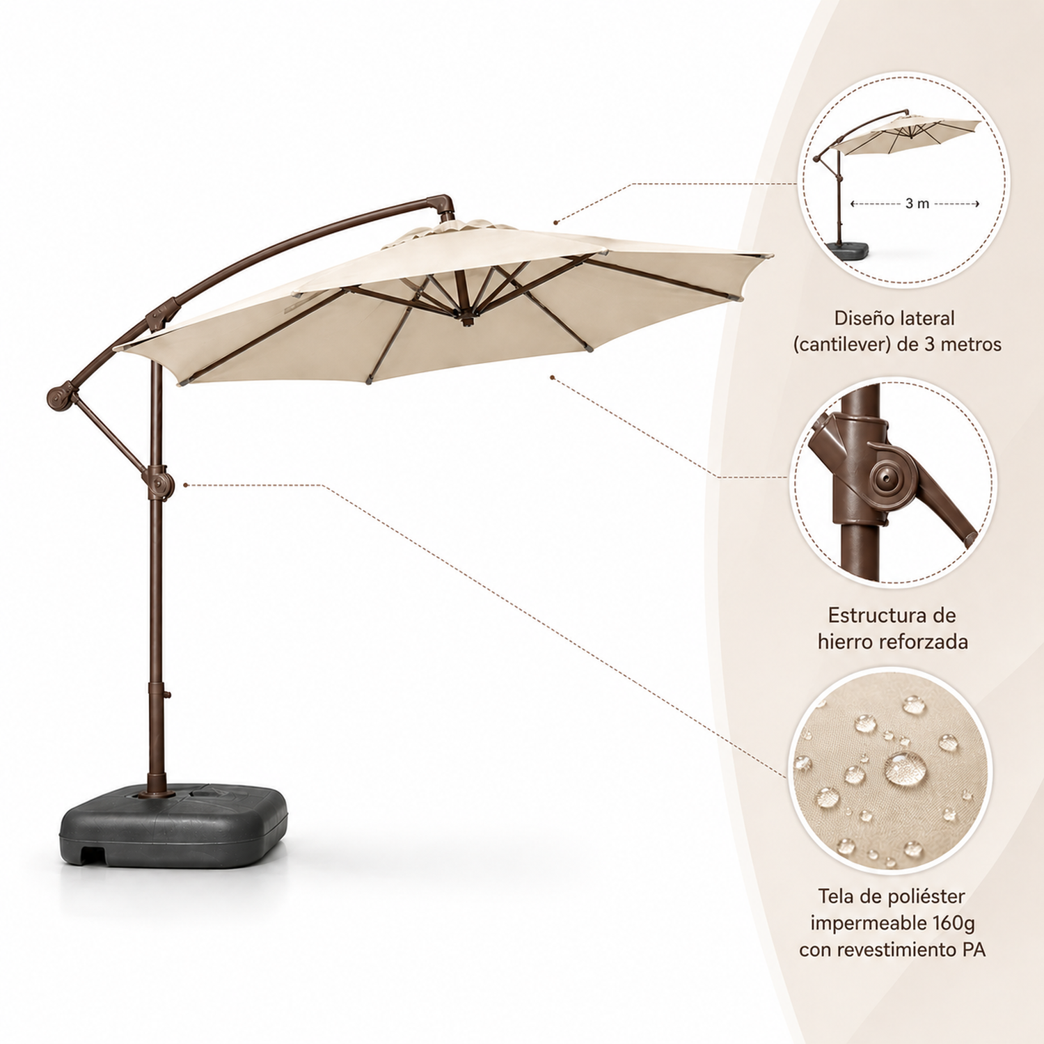 Quitasol Lateral 3M Terraluxe Beige-4
