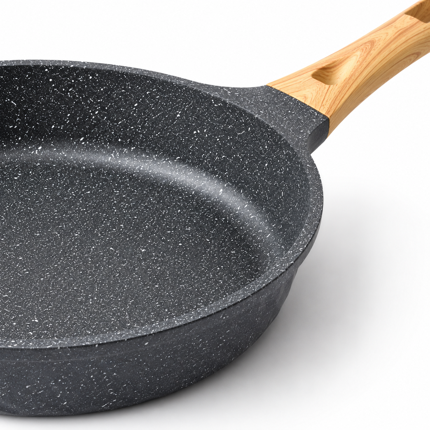 Set de Sartenes Antiadherentes Efecto Piedra con Mango Madera-4