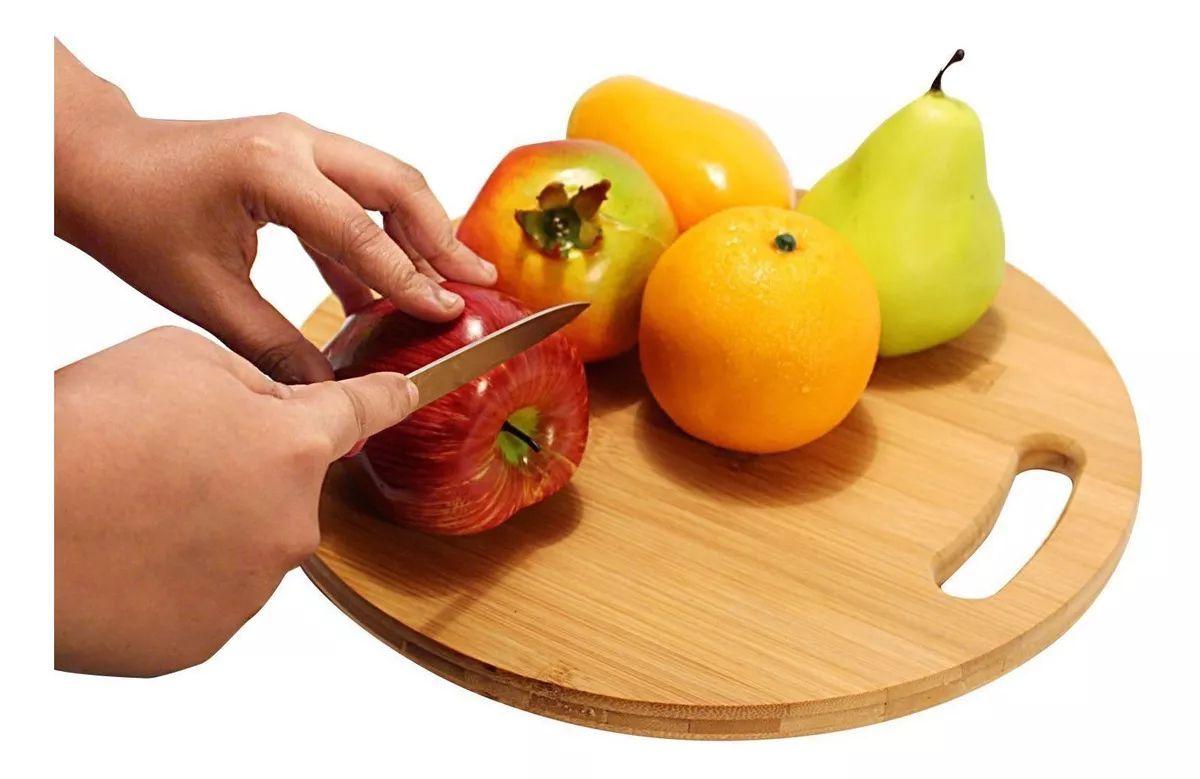 Tabla Para Picar Y Cortar De Madera Circular Enchapada 30cm-1