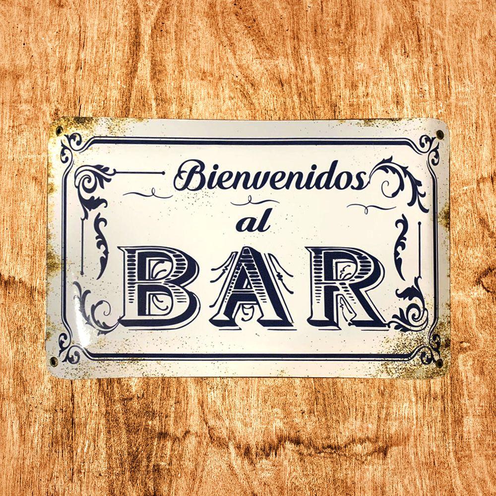 CARTEL CHAPA 25x35 BIENVENIDOS AL BAR - FIRE CHILE-1