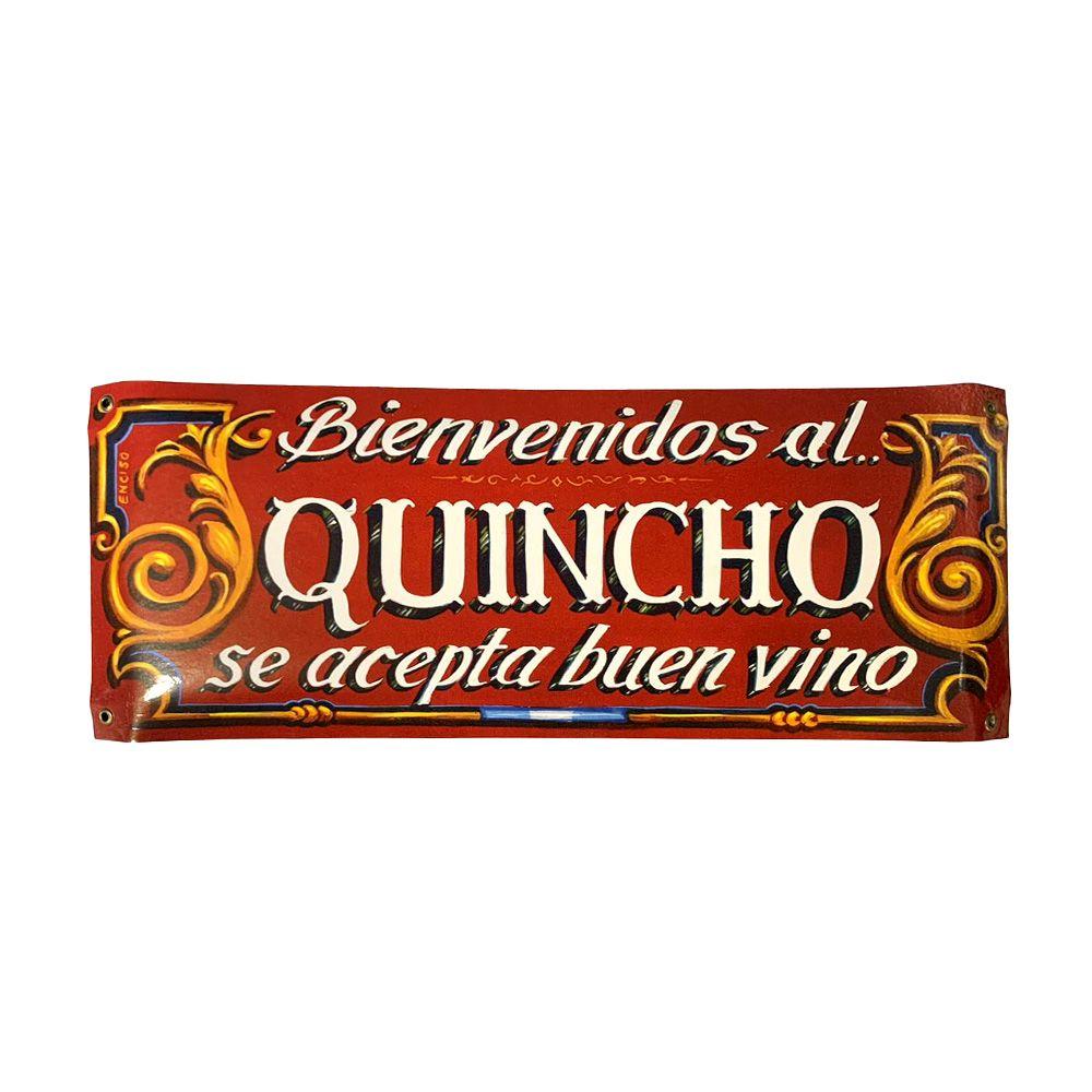 CARTEL CHAPA 18x43 BIENVENIDOS AL QUINCHO FILETE - FIRE CHILE-0