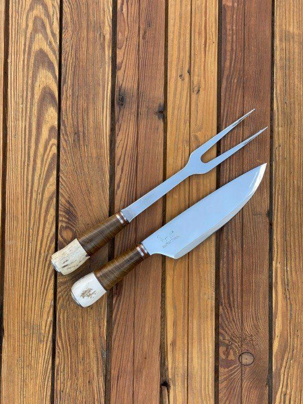 TRINCHE Y CUCHILLO TROZADOR SETTER MADERA Y CIERVO - FIRE CHILE-4