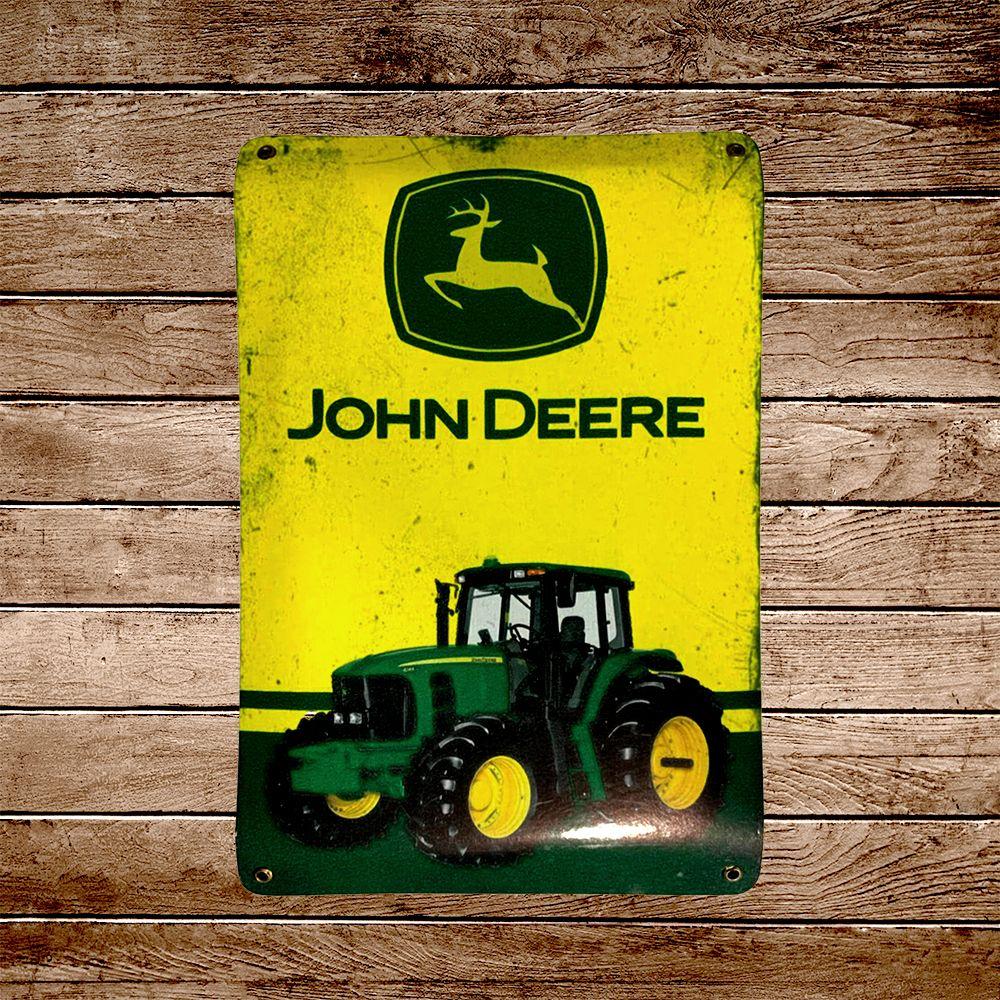 CARTEL CHAPA 25x35 JOHN DEERE TRACTOR CLASICO - FIRE CHILE-1