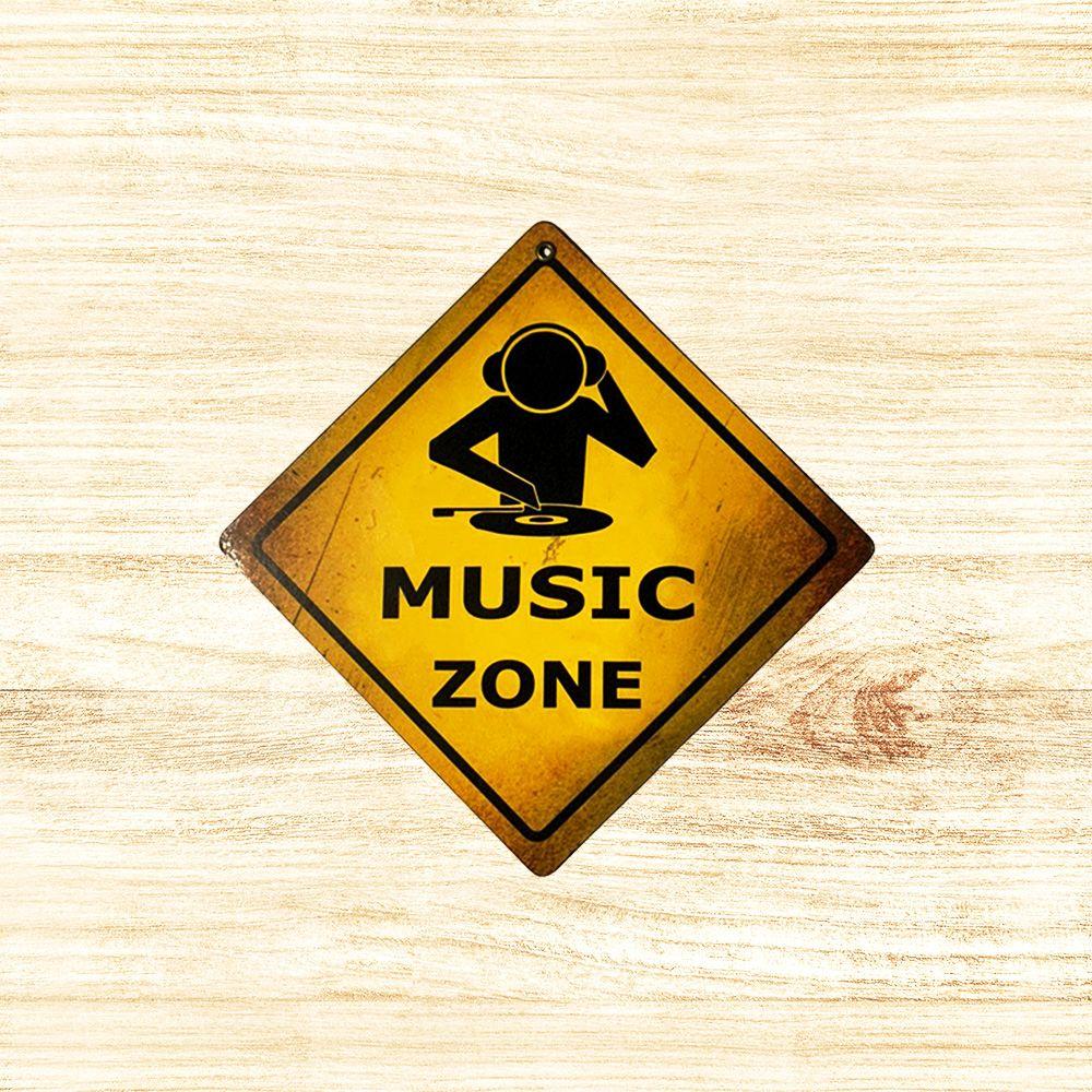 CARTEL CHAPA 18x18 MUSIC ZONE - FIRE CHILE-1