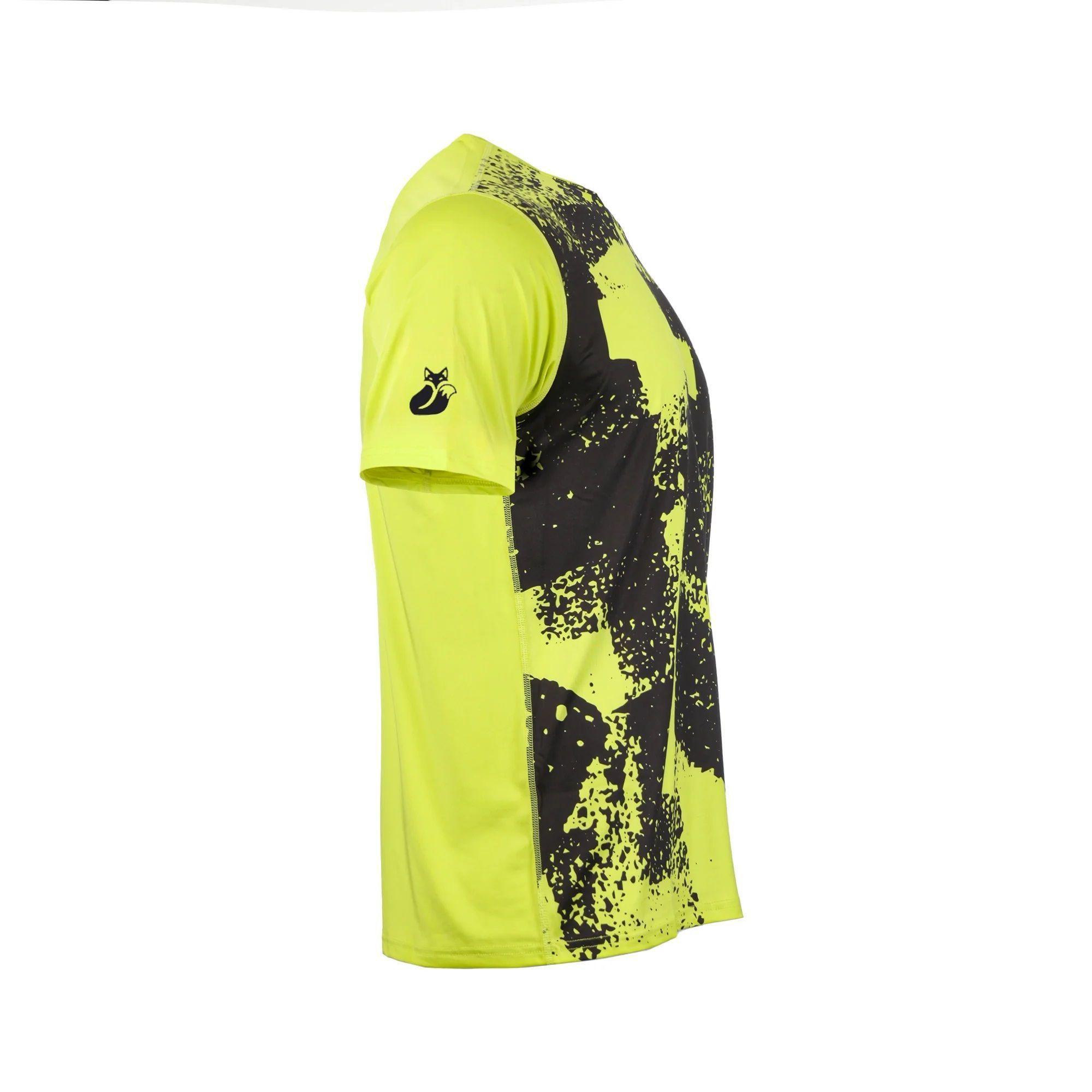 Polera Tilki Print Poly Temel Amarillo Fluor Tenis Padel-1