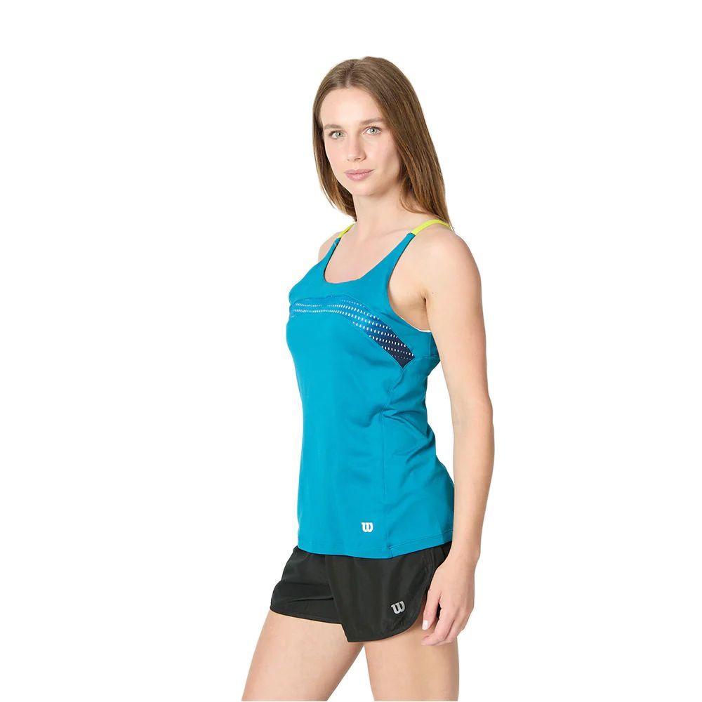 Polera Wilson Mujer Flight Strappy Azul Tenis Padel-2