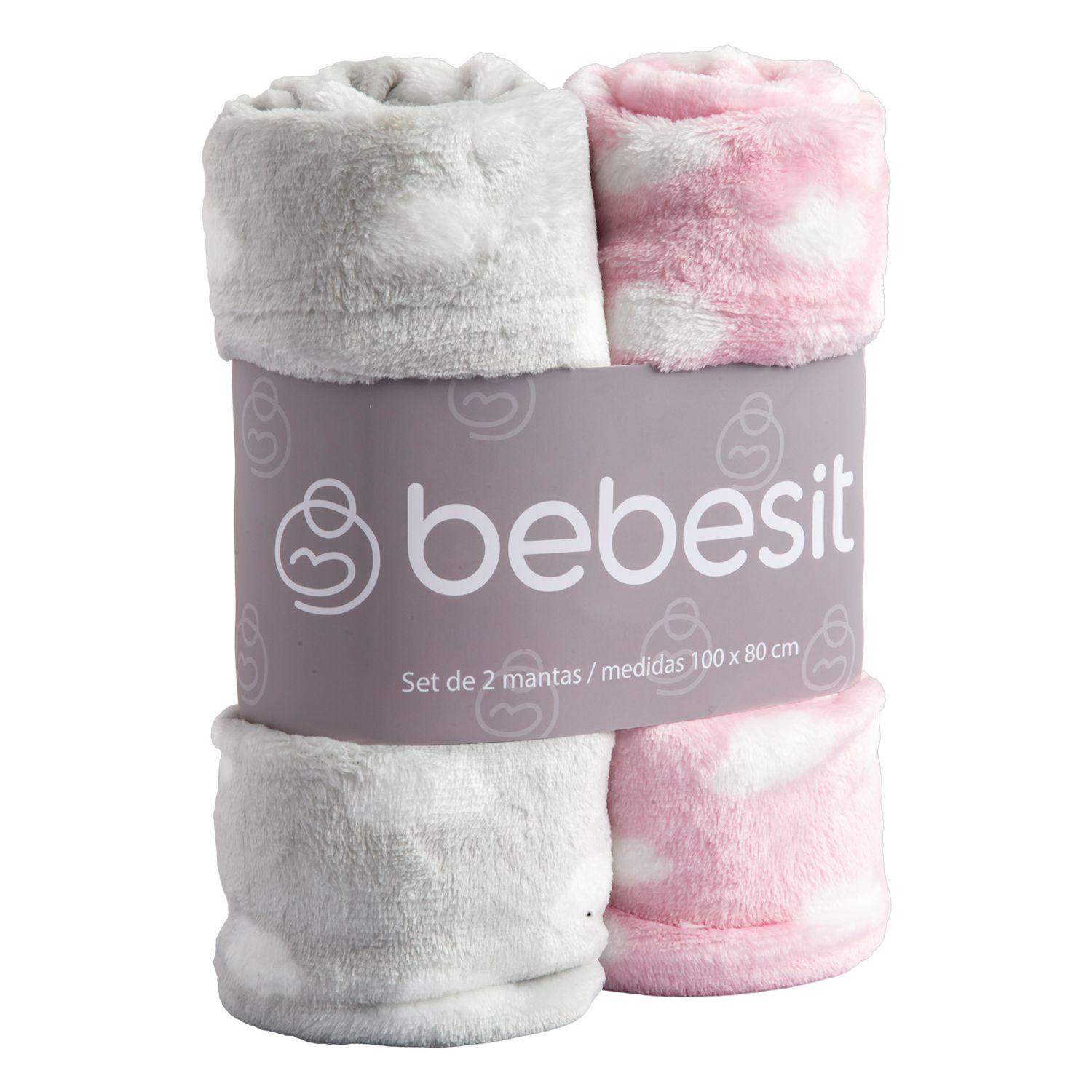 Pack 2 Mantas Bebe Hipoalergénica 100*80 cm Rosa Bebesit-0