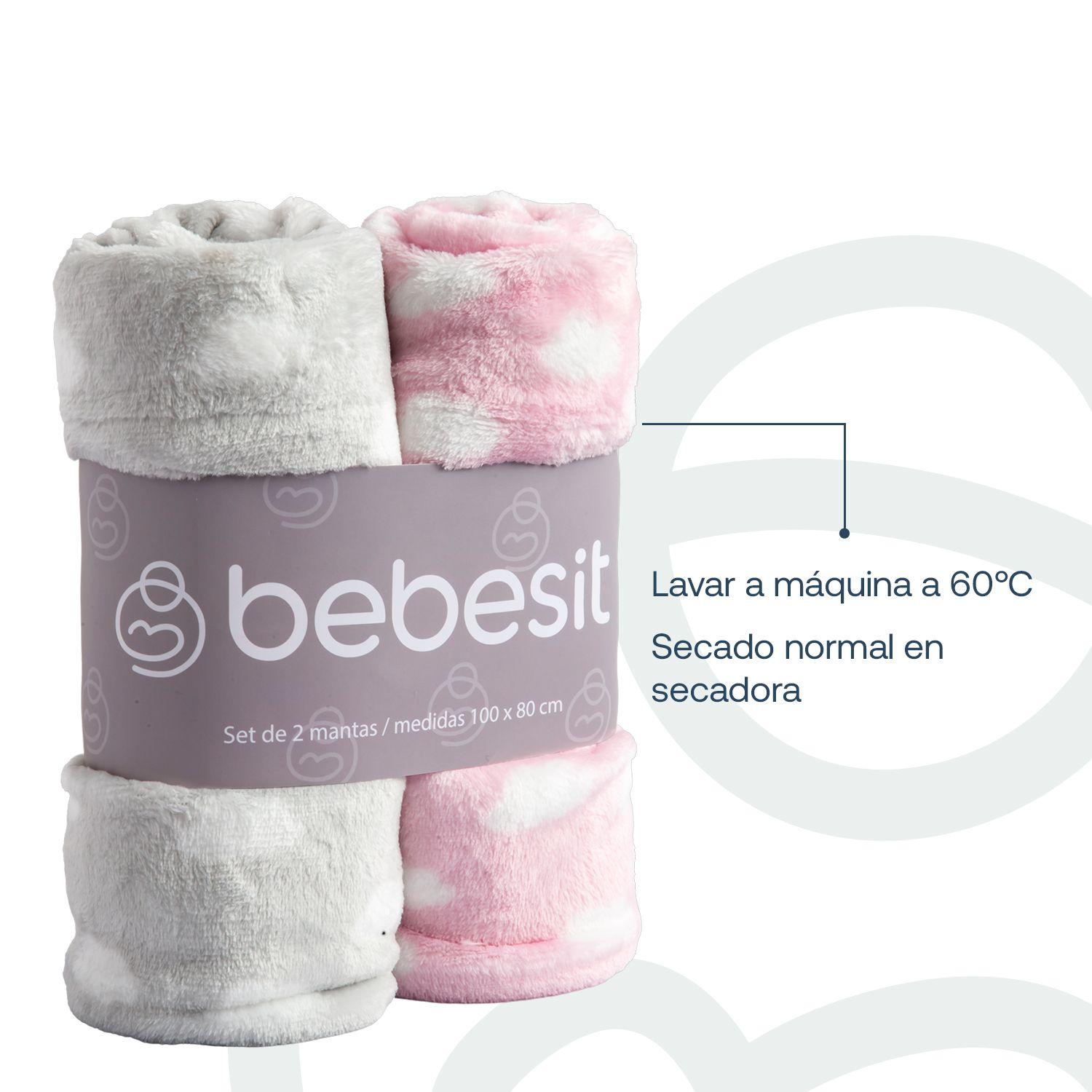 Pack 2 Mantas Bebe Hipoalergénica 100*80 cm Rosa Bebesit-5