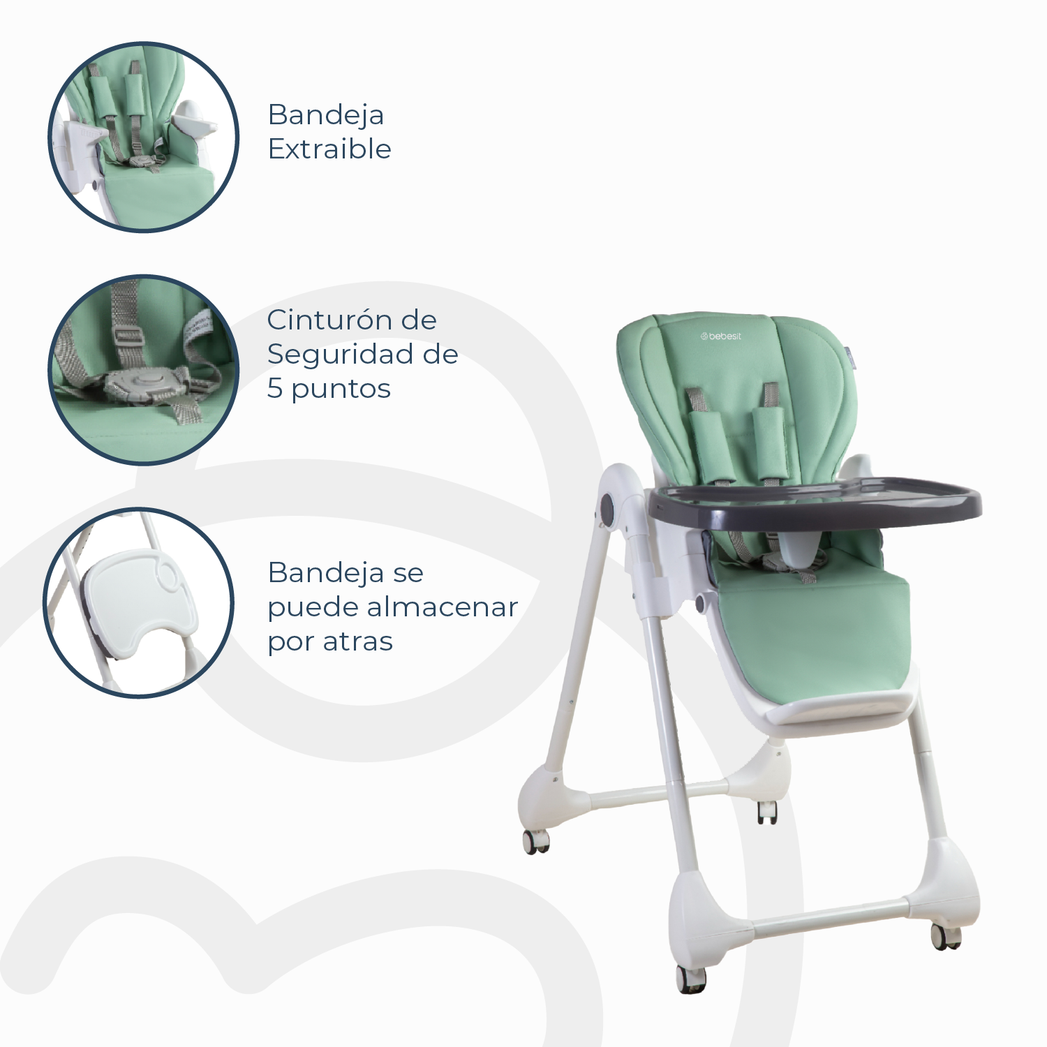 Silla de Comer EasyFeed Verde Bebesit-2