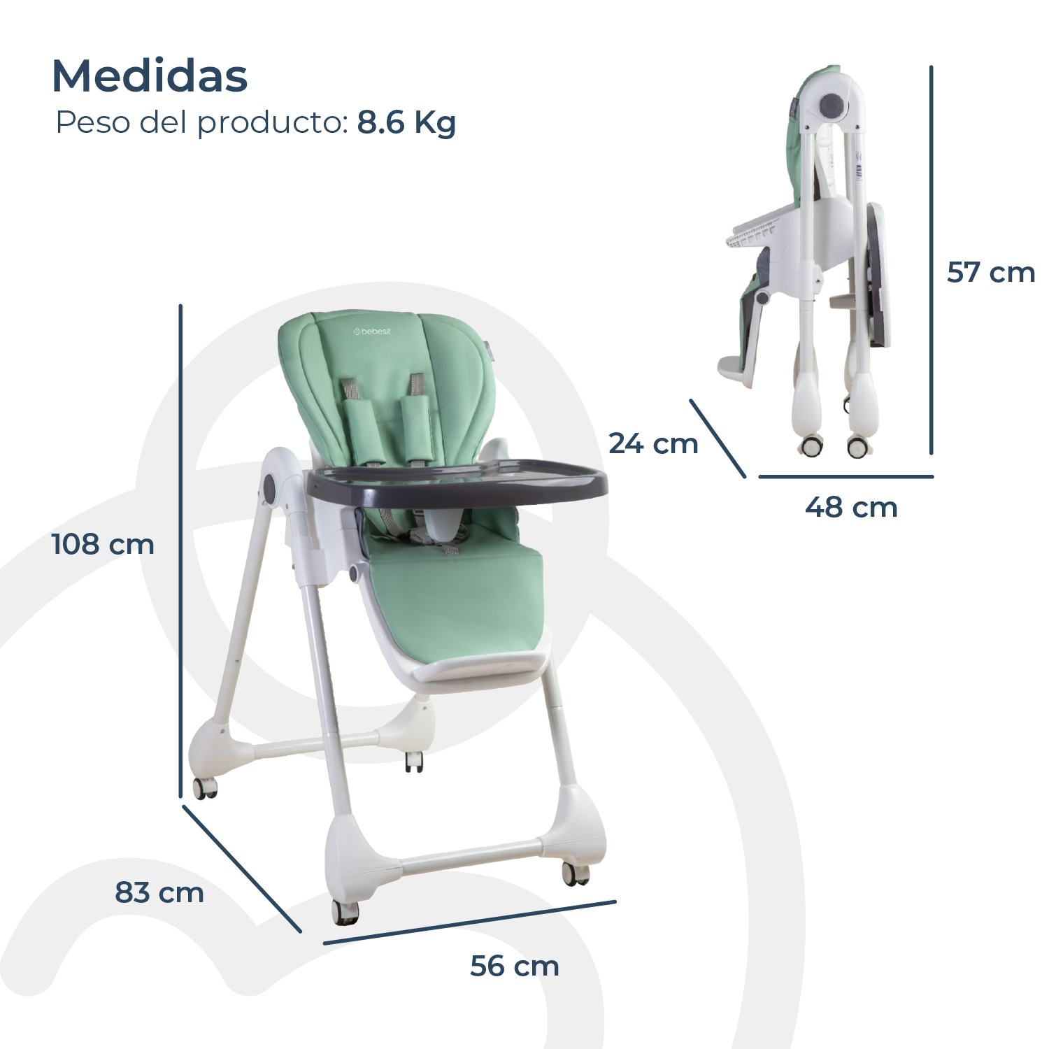 Silla de Comer EasyFeed Verde Bebesit-6