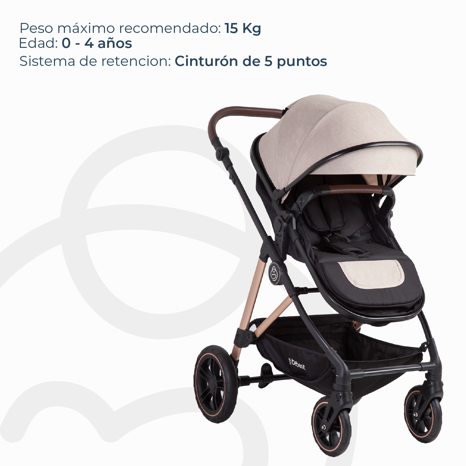 Coche Cuna Travel System Neo Beige Bebesit-6