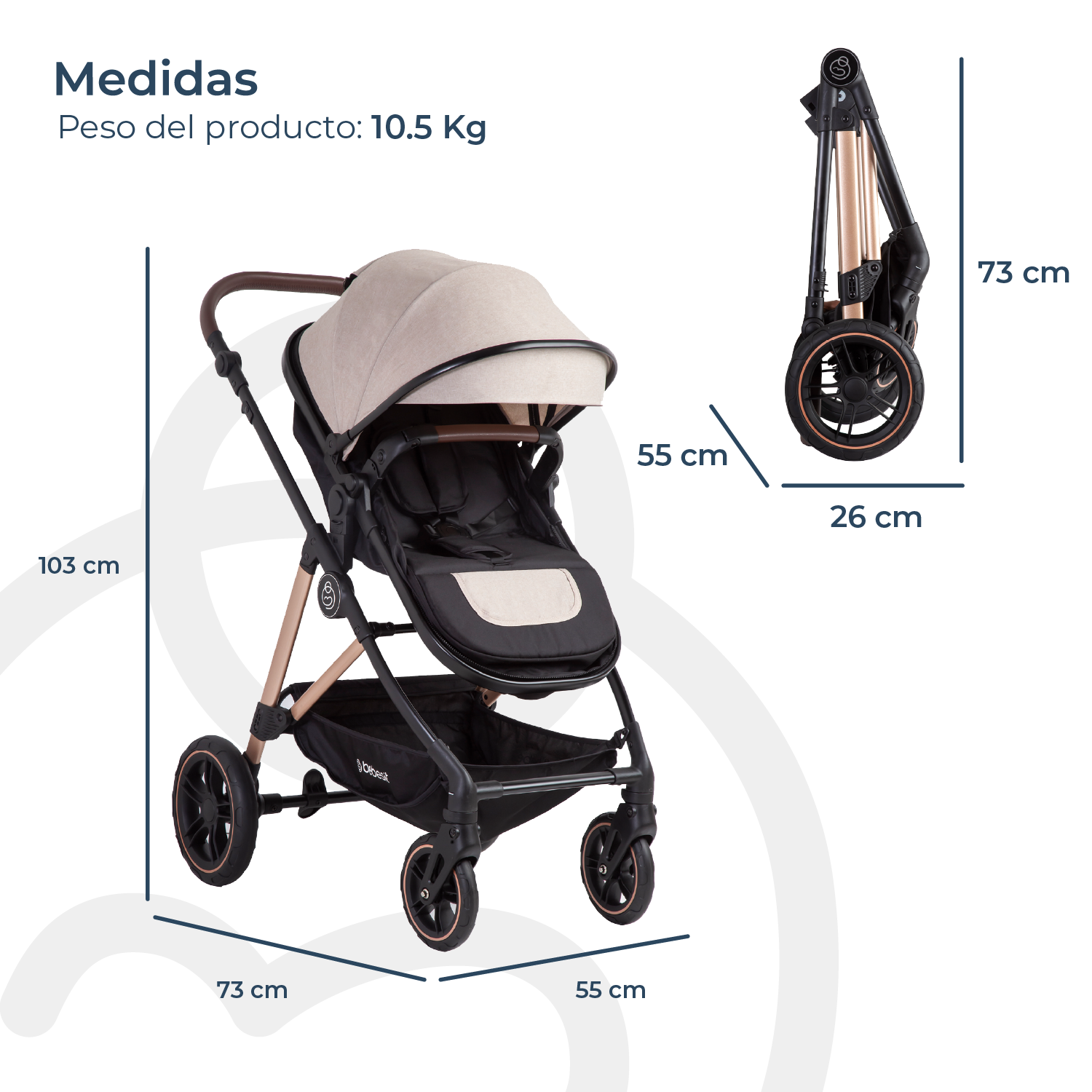 Coche Cuna Travel System Neo Beige Bebesit-8