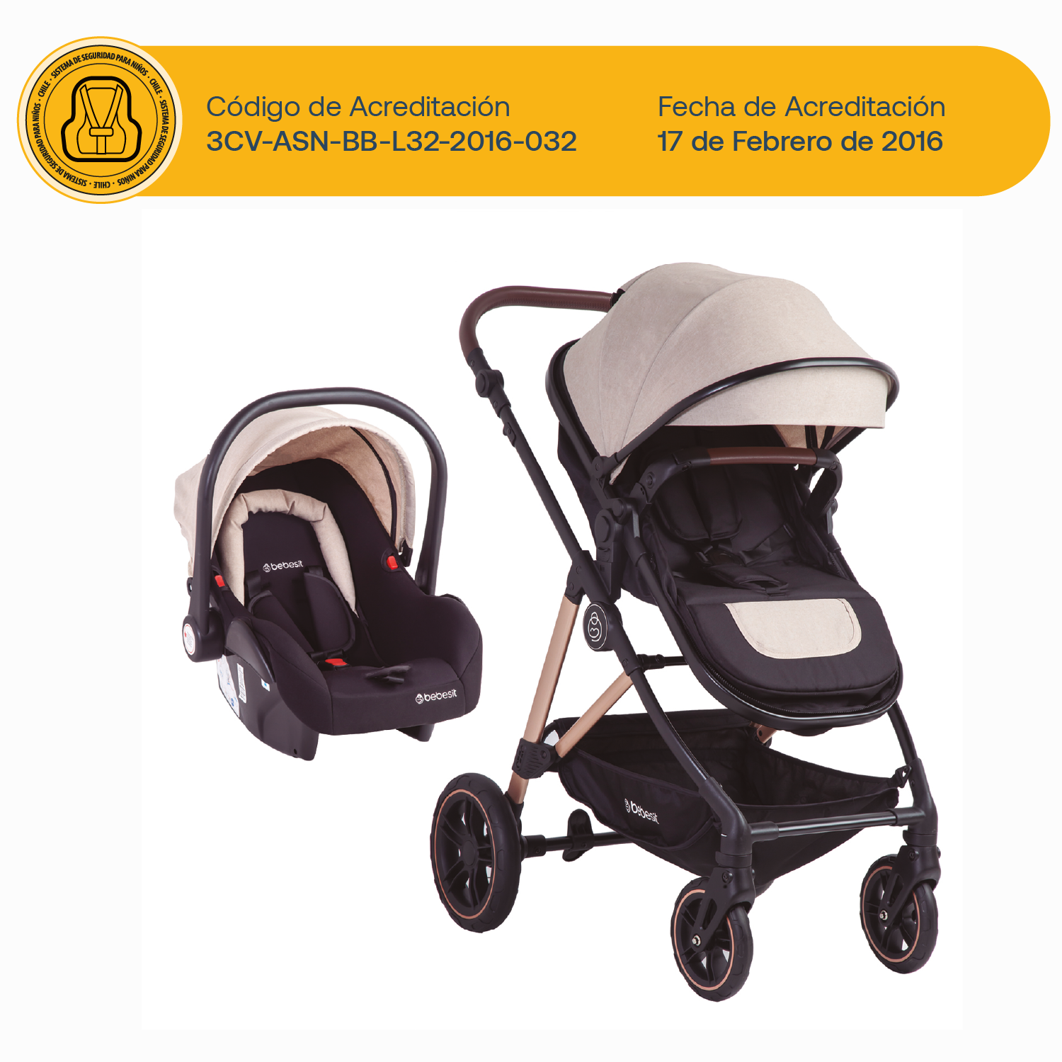 Coche Cuna Travel System Neo Beige Bebesit-9