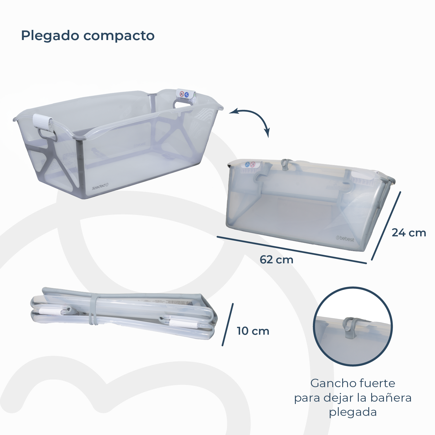 Bañera Flexi 3 en 1 Plegable + Soporte de Bebesit-7