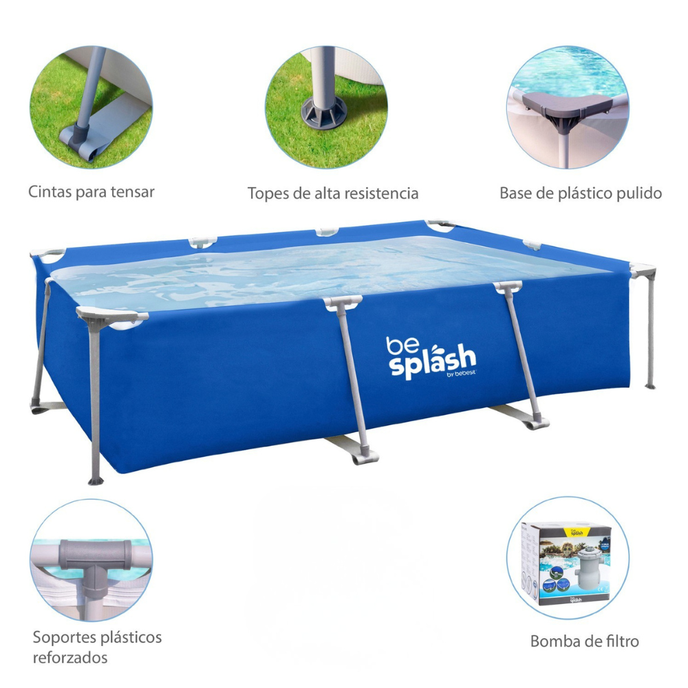 Piscina Estructural con Bomba y Cobertor 300x207x65cm BeSplash-5