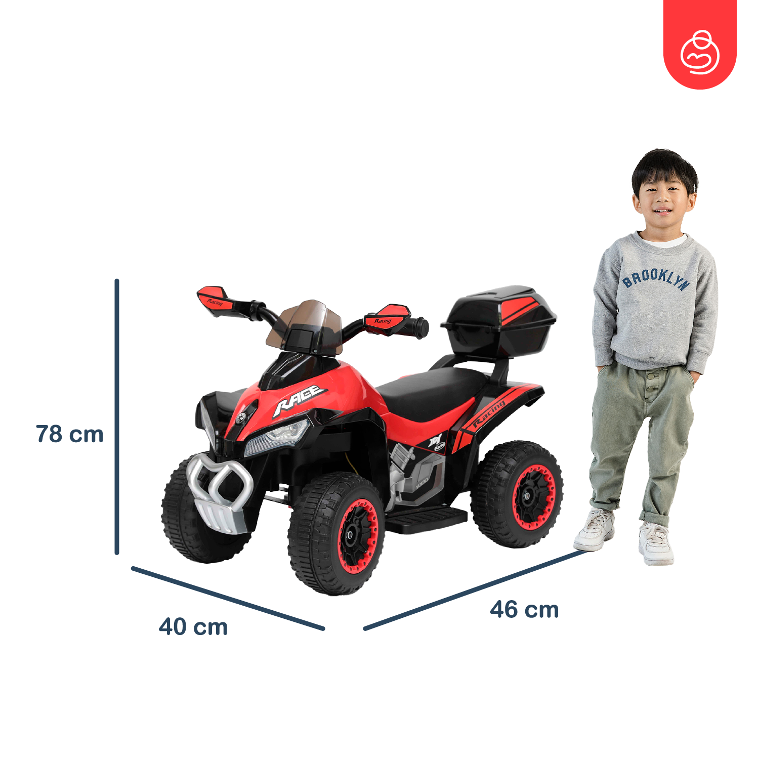 Cuadrimoto a Batería Quad Lx Roja Bebesit-5