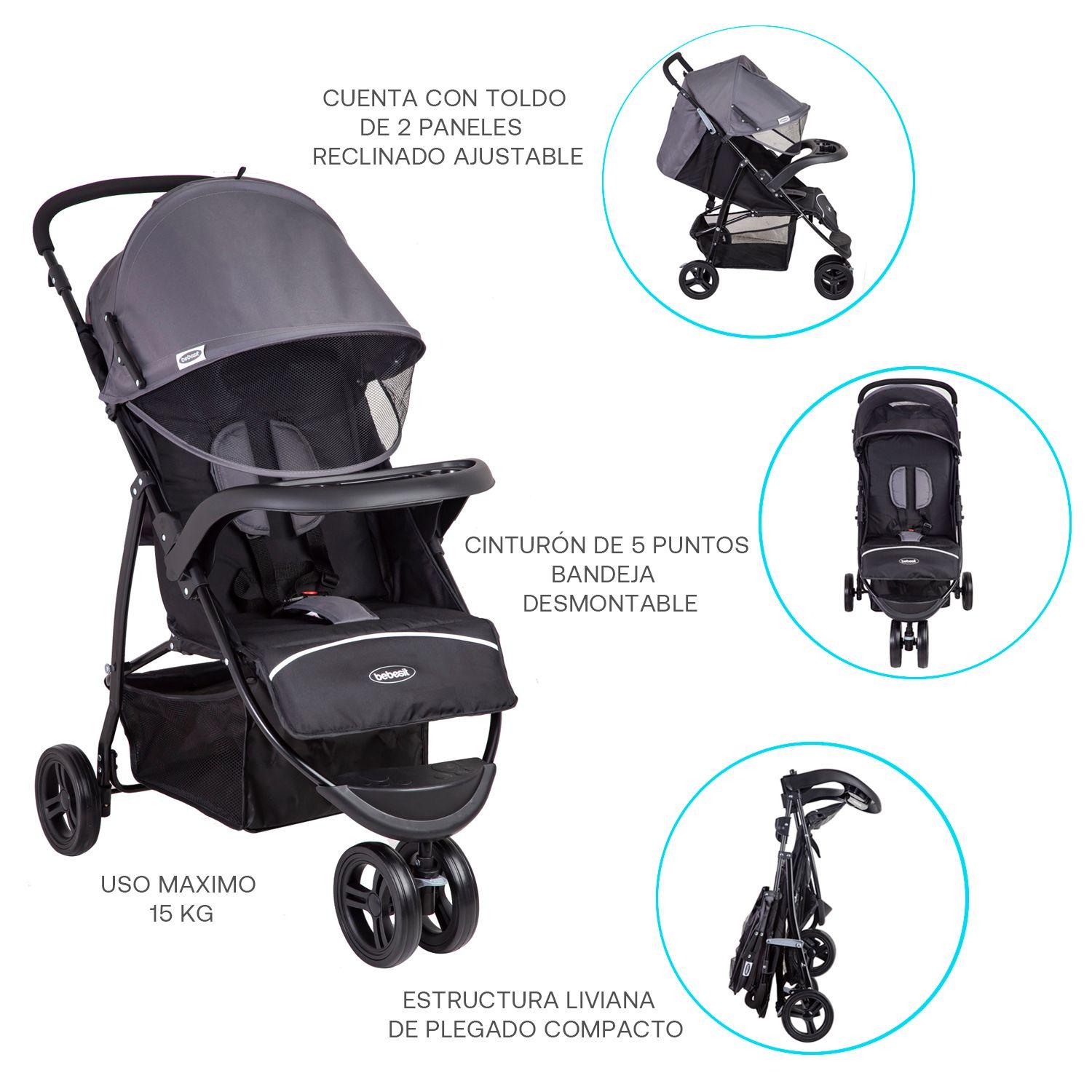Coche Paseo Polo Gris Bebesit-4