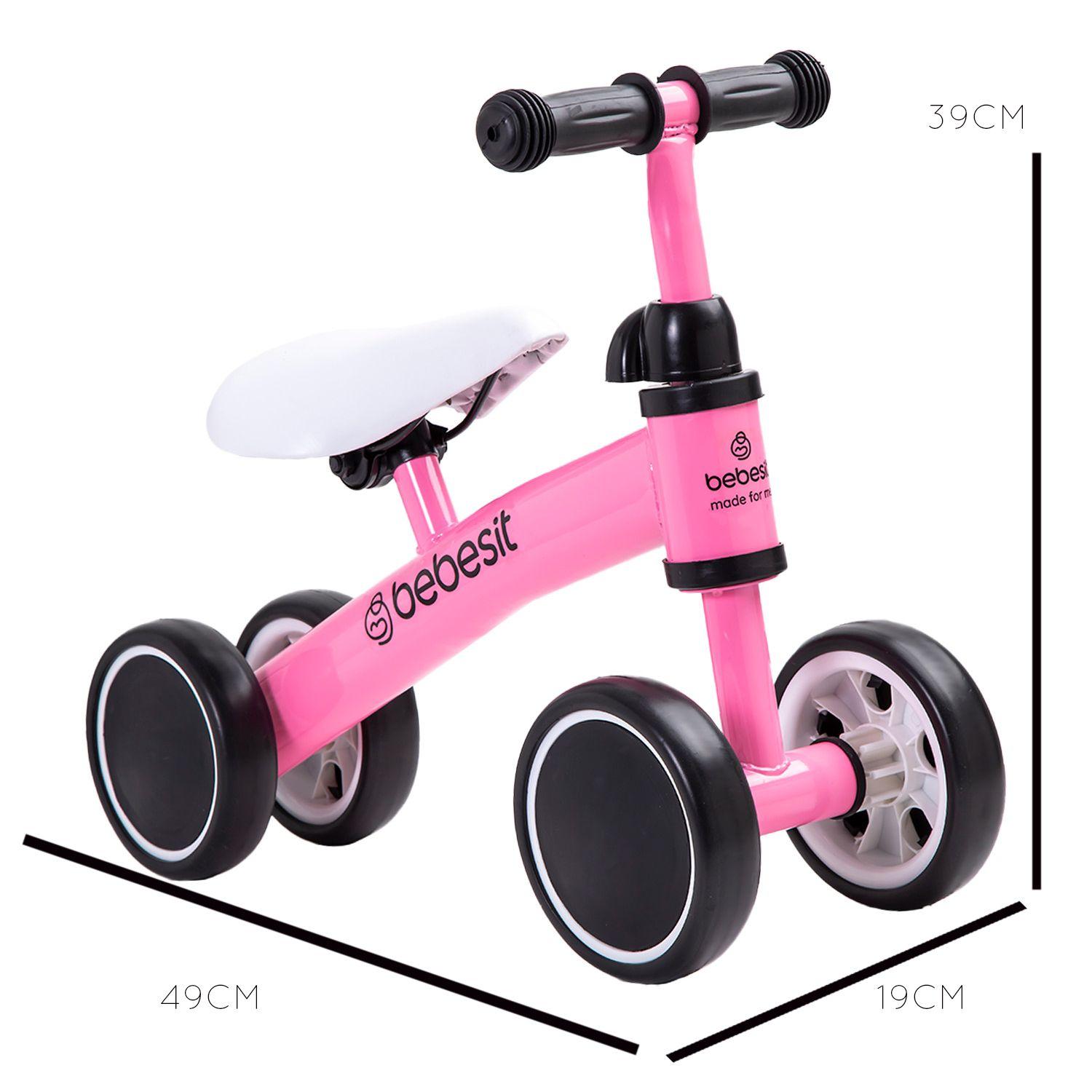 Triciclo Correpasillos Aprendizaje 4 Ruedas XT02 Rosa Bebesit-4