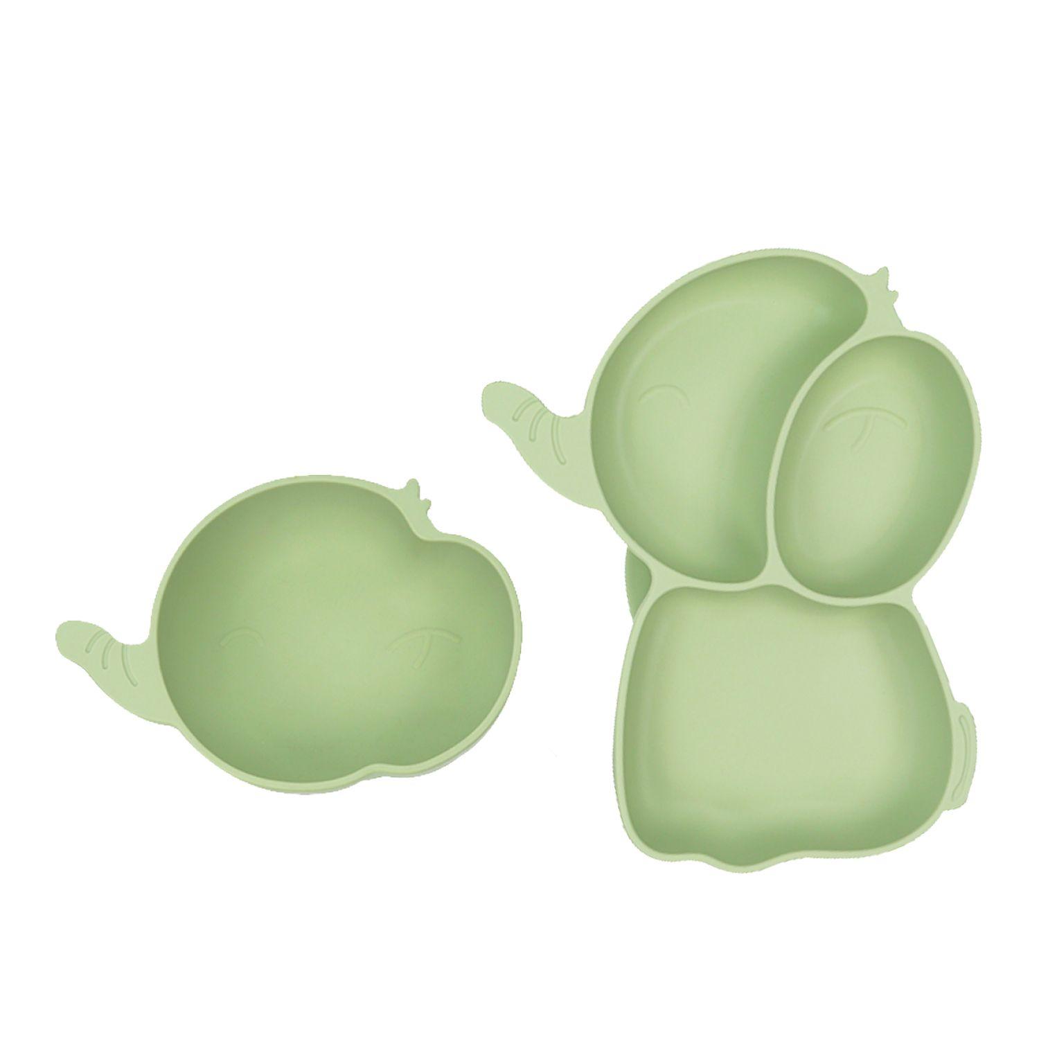 Set Alimentación Elefante Silicona Verde-4