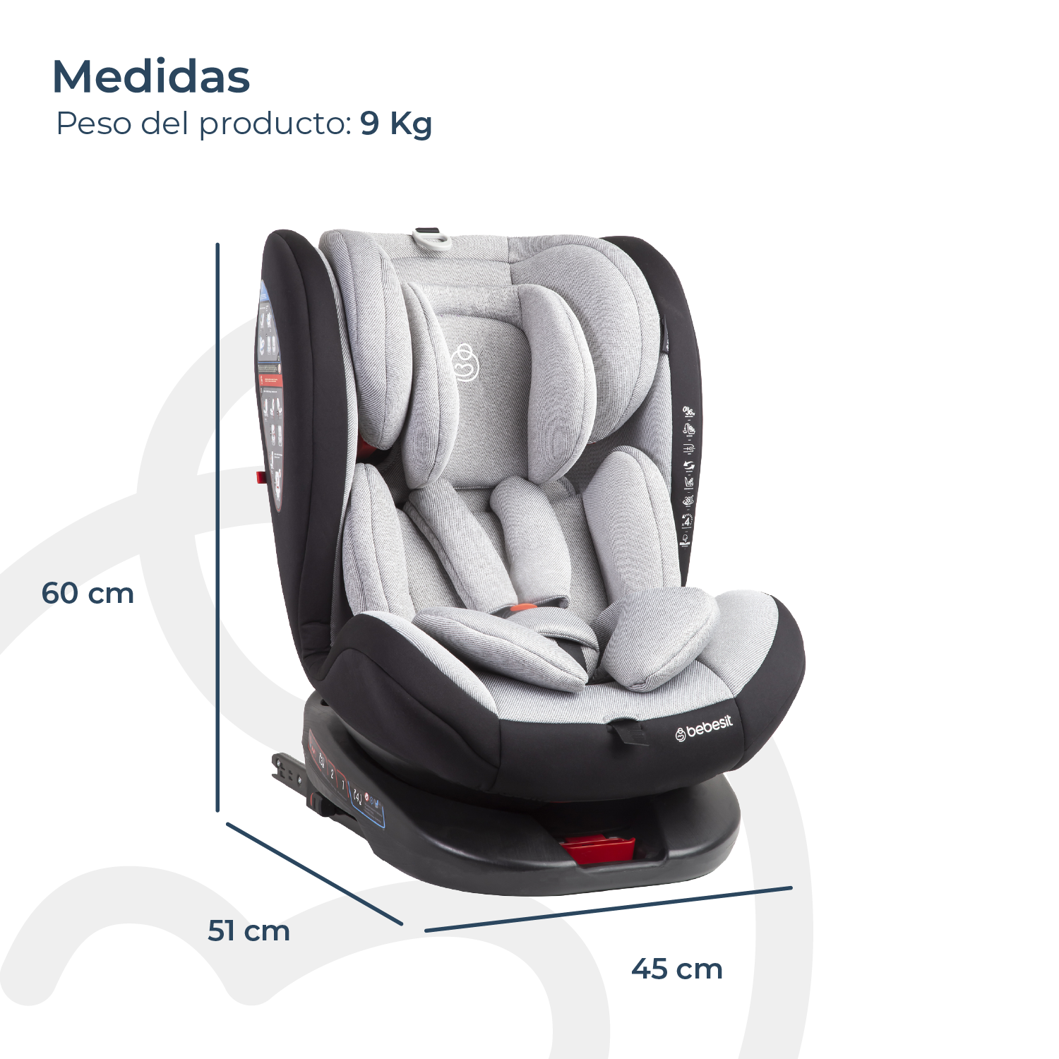 Silla de Auto Saturn Light Grey-7