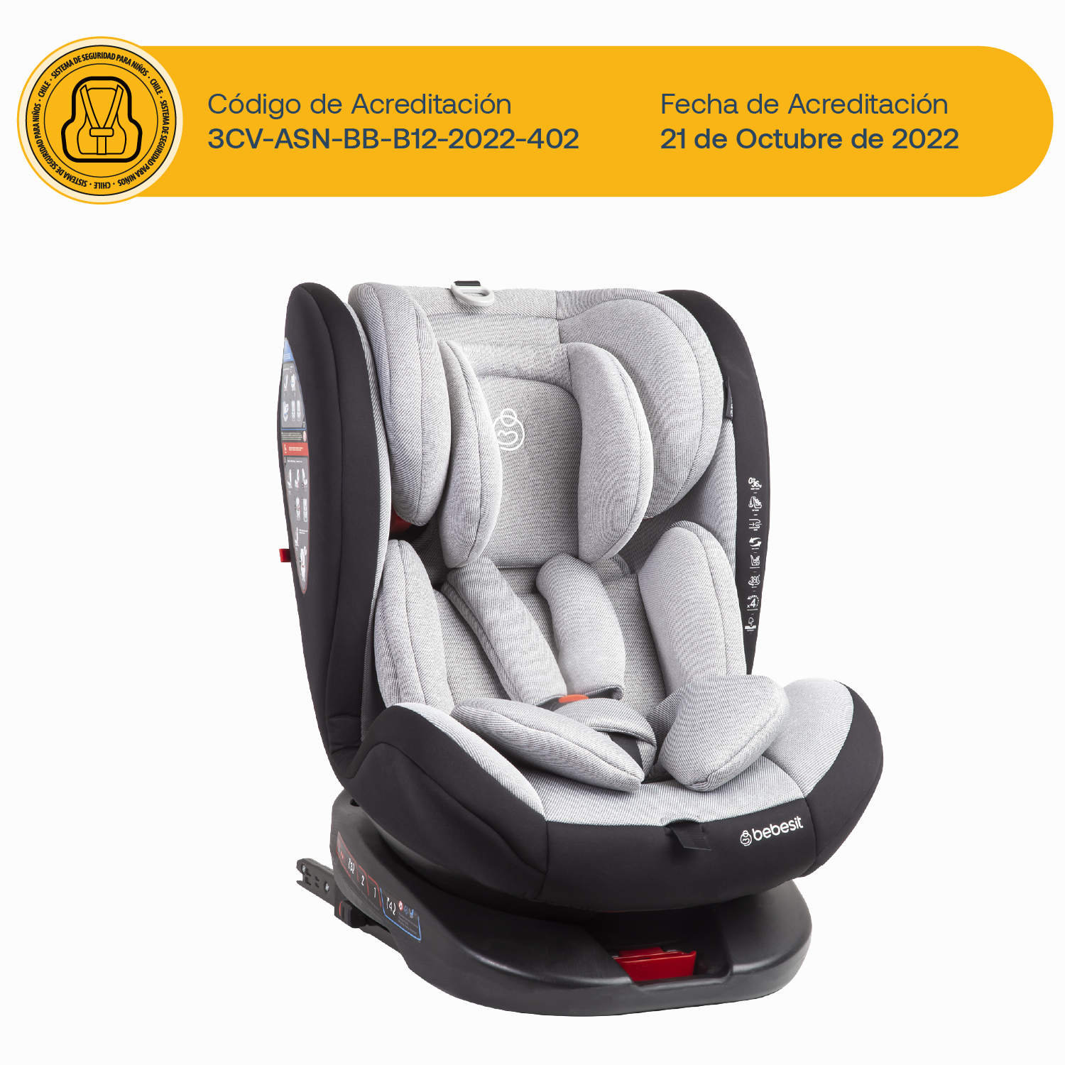 Silla de Auto Saturn Light Grey-8