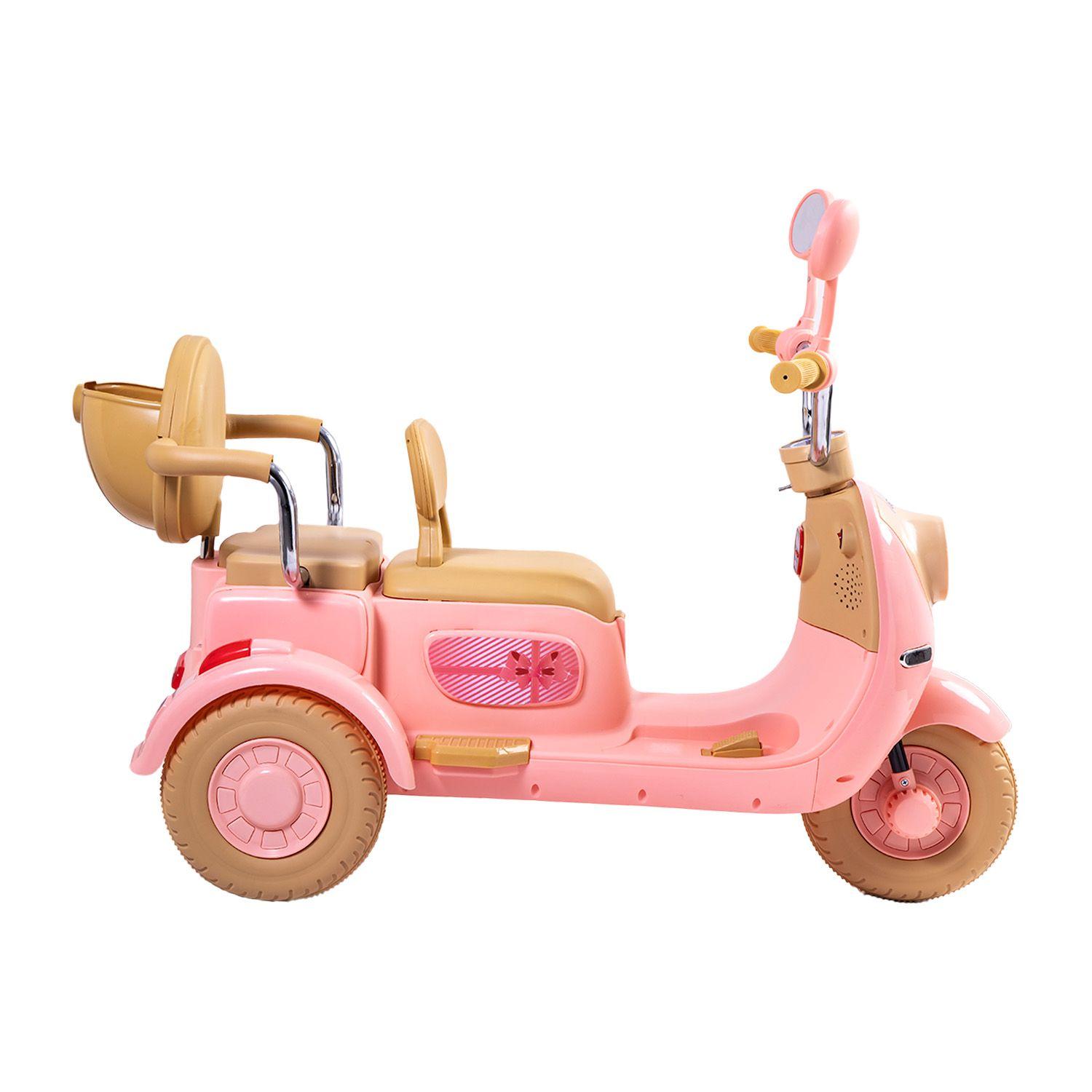 Moto Scooter Eléctrica Doble Rosa Bebesit-2