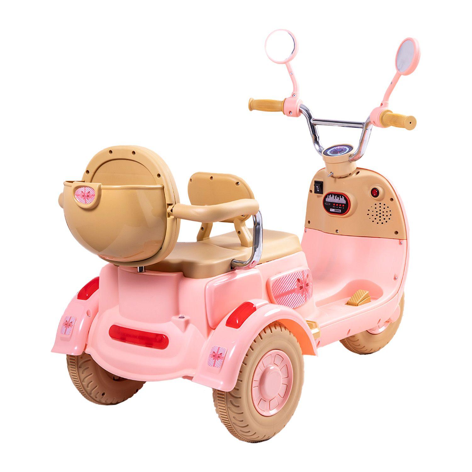 Moto Scooter Eléctrica Doble Rosa Bebesit-3