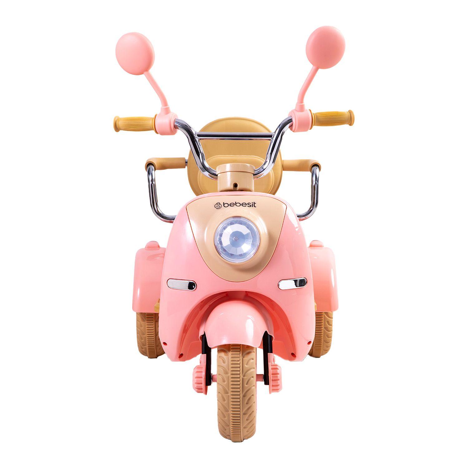 Moto Scooter Eléctrica Doble Rosa Bebesit-4