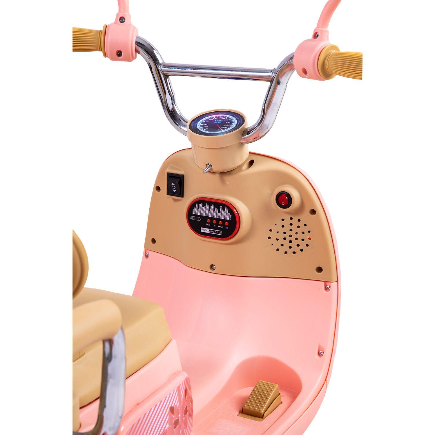 Moto Scooter Eléctrica Doble Rosa Bebesit-5