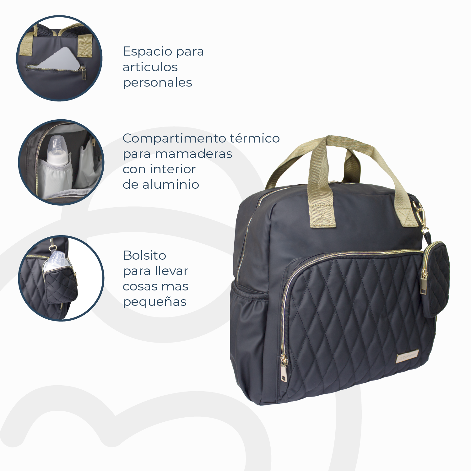 Mochila Maternal Premium Black Gold-3