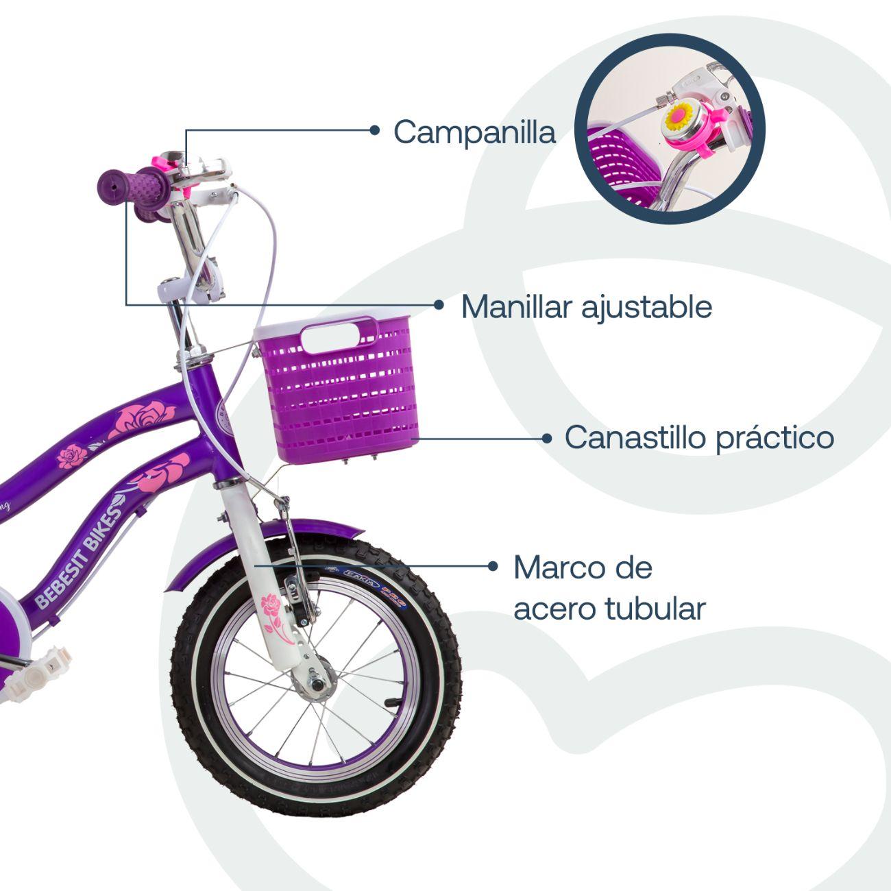 Bicicleta Infantil Queen Aro 12 Morada Bebesit-3