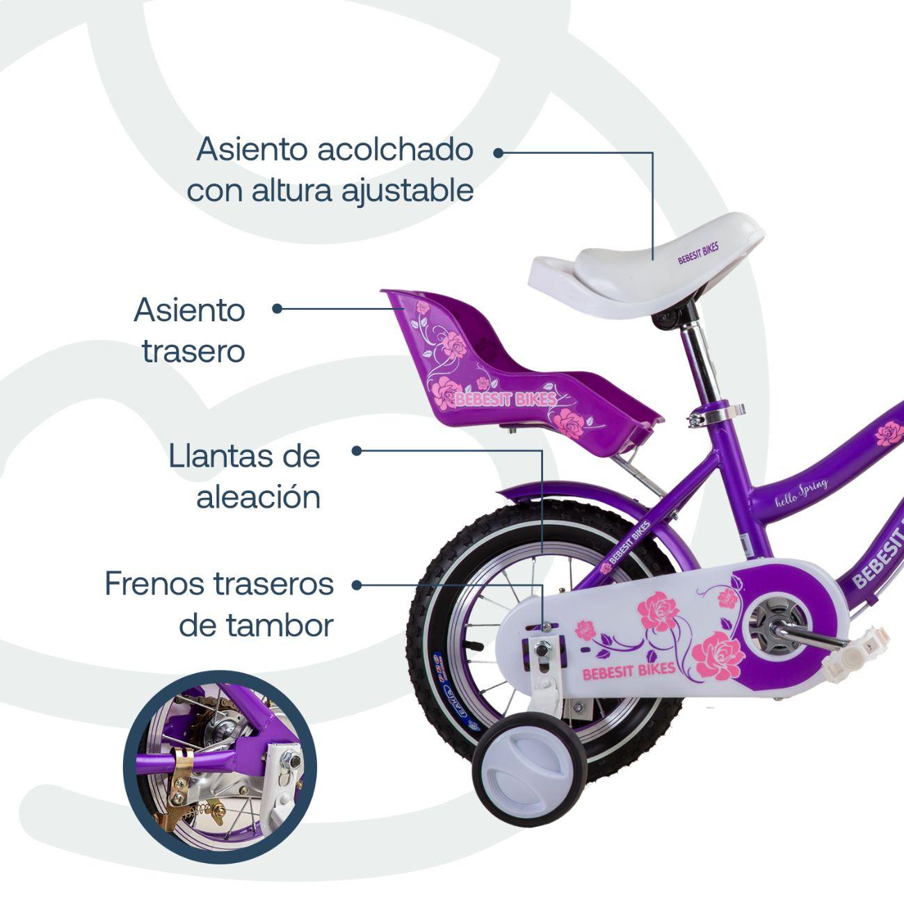 Bicicleta Infantil Queen Aro 12 Morada Bebesit-4