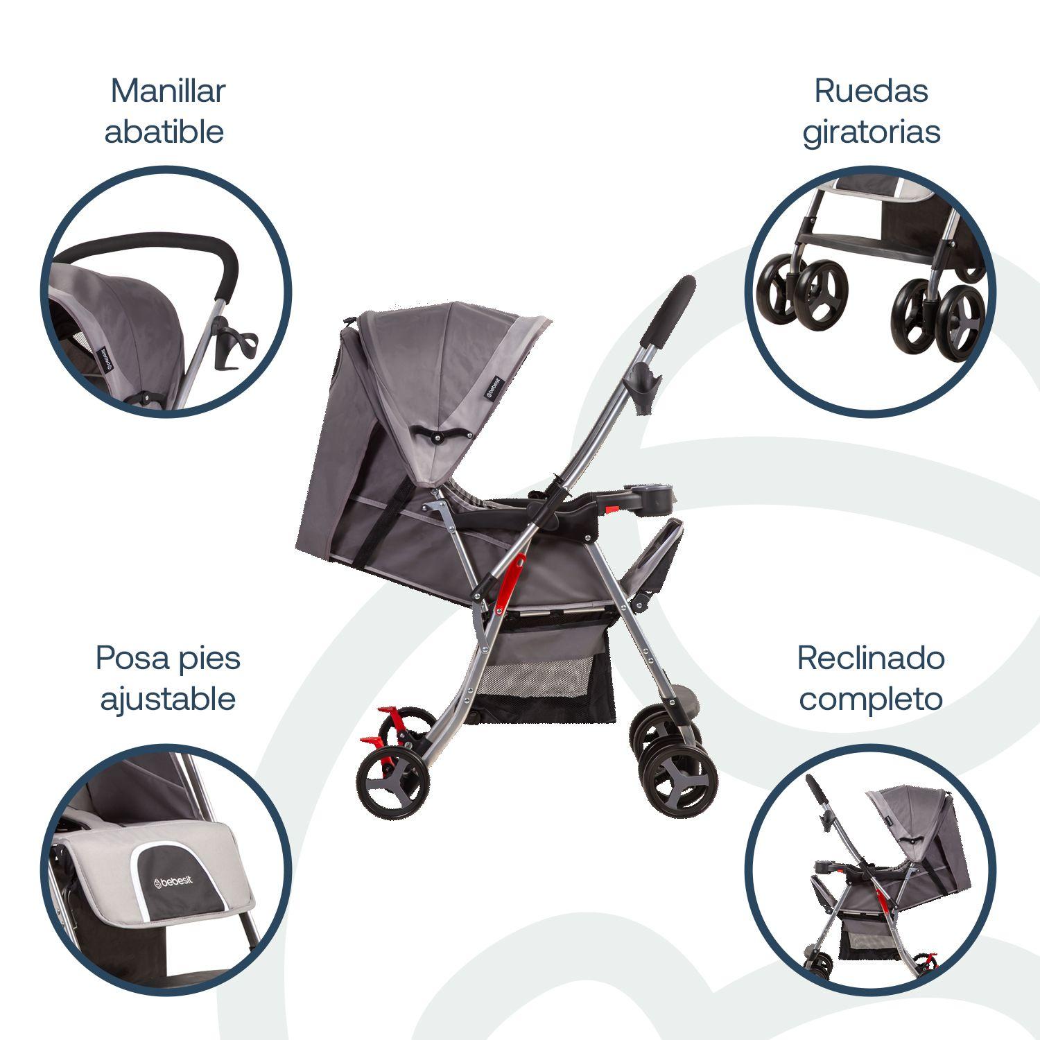 Coche Paseo y Cuna Twister SX Gris Bebesit-2