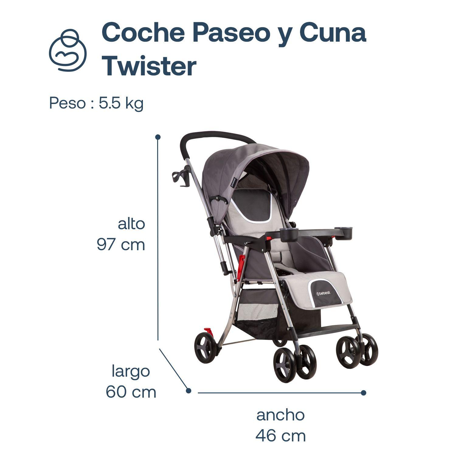 Coche Paseo y Cuna Twister SX Gris Bebesit-6
